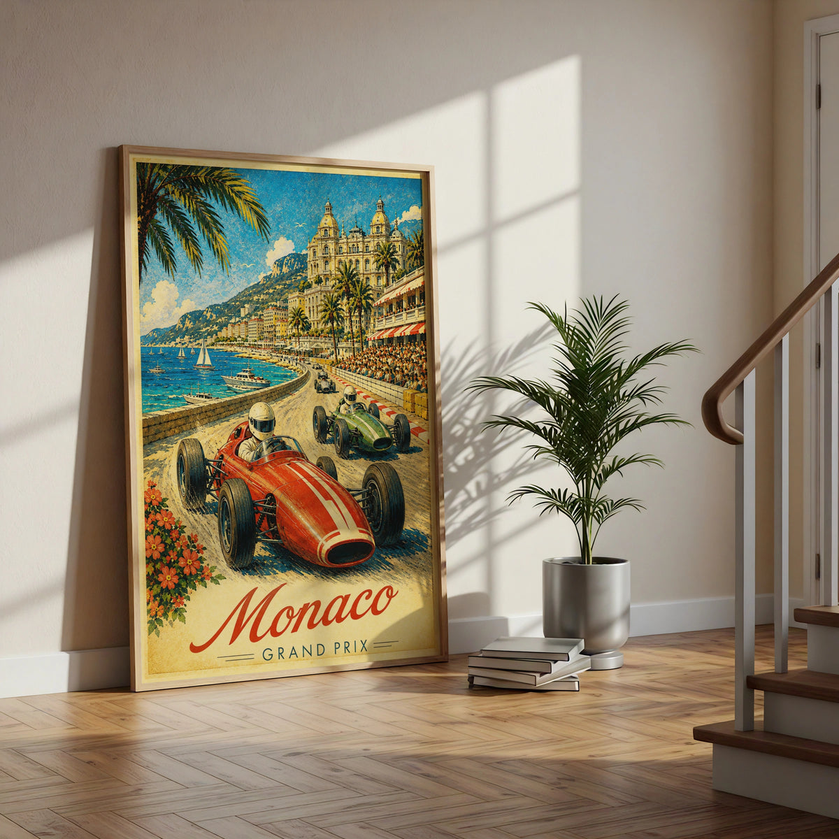 Monaco Grand Prix Vintage F1 Racing Poster, Retro Formula One Wall Art Print
