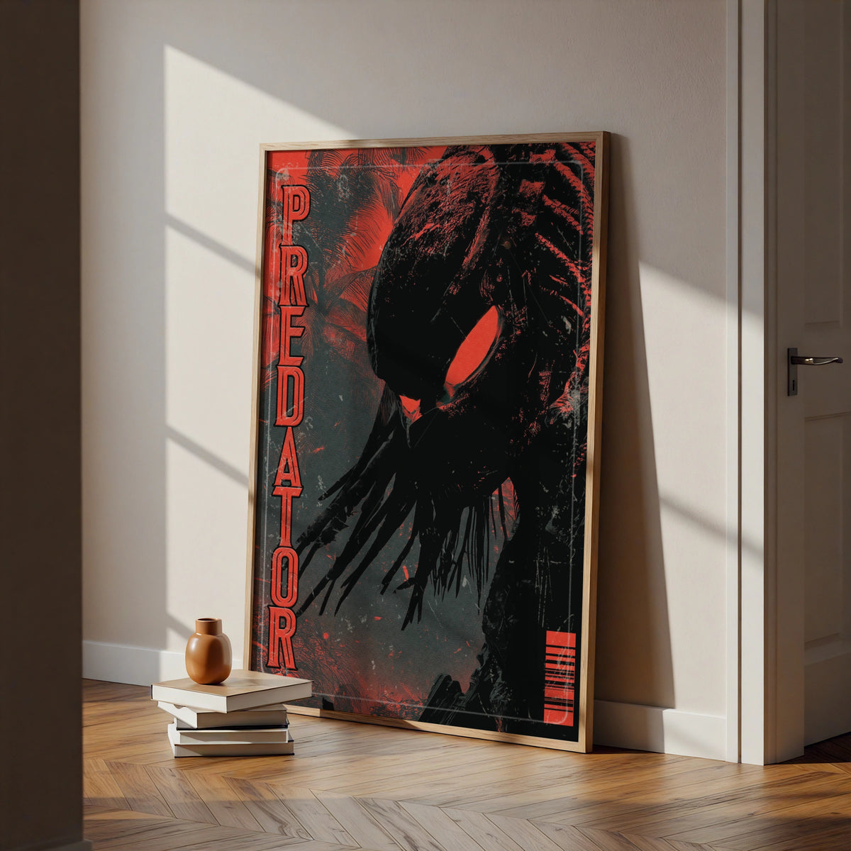Predator Movie Poster, Sci-Fi Horror Wall Art, Red Black Film Print, Gaming Room Decor