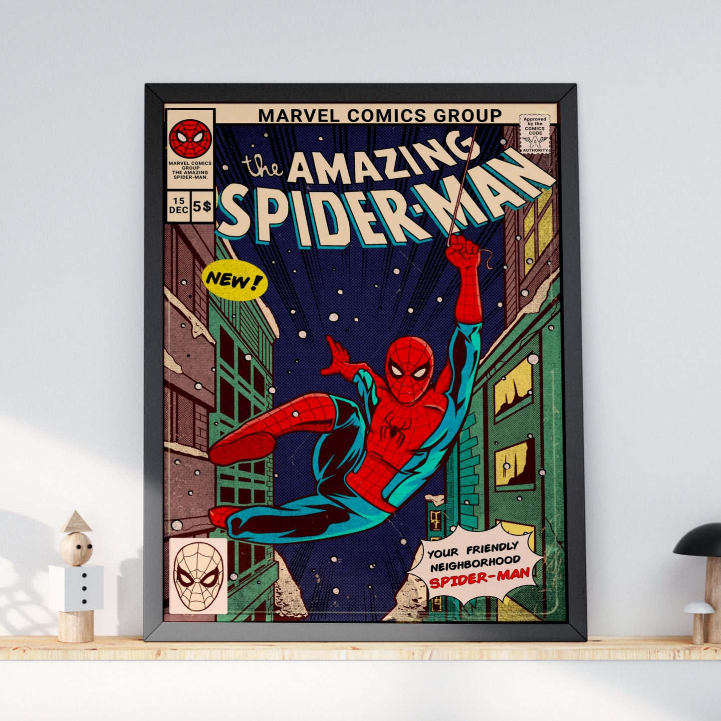 Amazing Spider-Man Vintage Comic Cover Poster, Marvel Wall Art, Retro Superhero Print