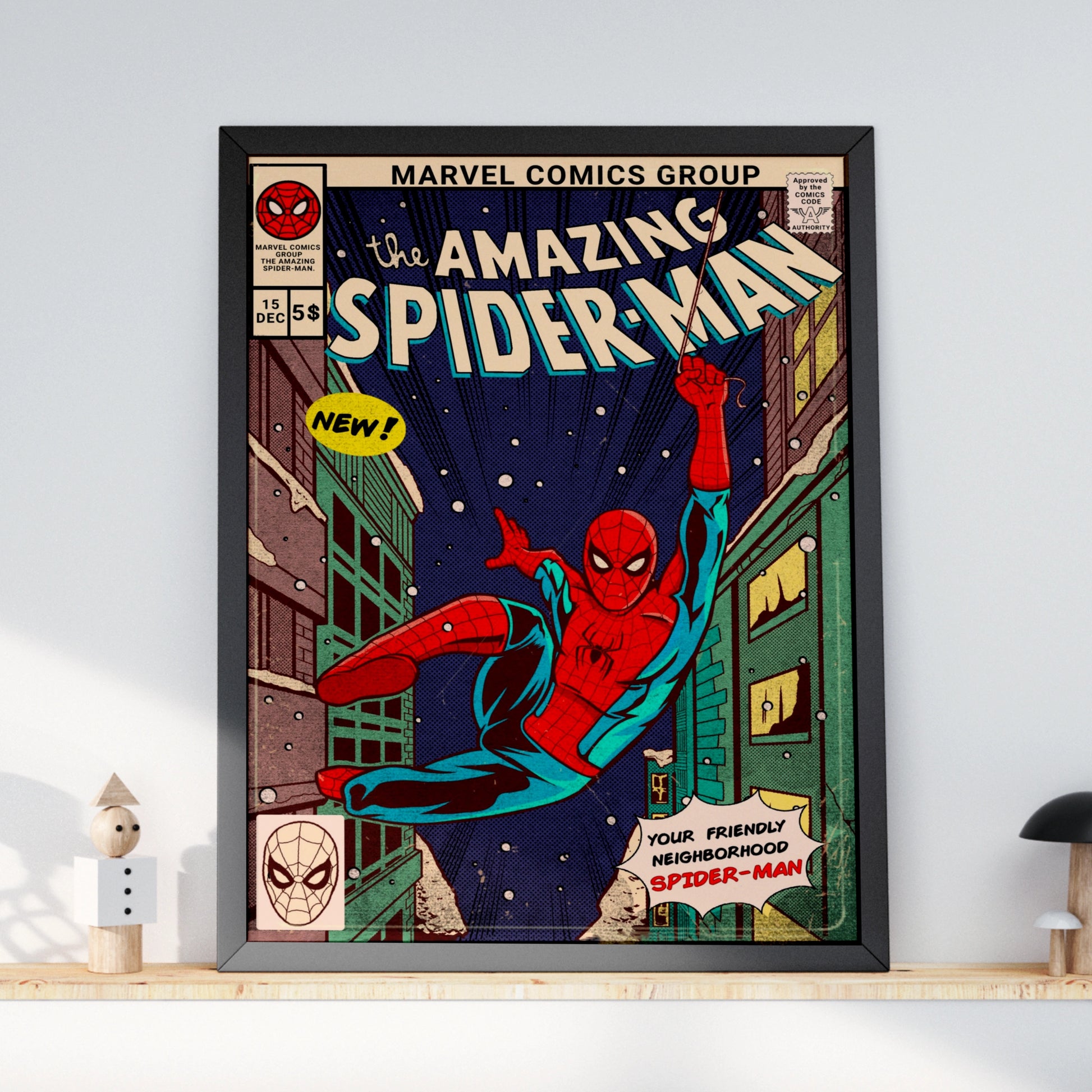 Amazing Spider-Man Vintage Comic Cover Poster, Marvel Wall Art, Retro Superhero Print