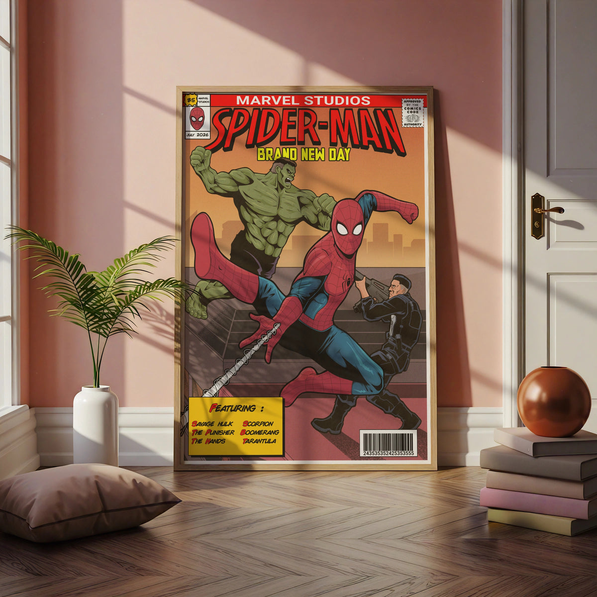 Spider-Man Brand New Day Comic Cover Poster, Marvel Hulk Punisher Wall Art Print