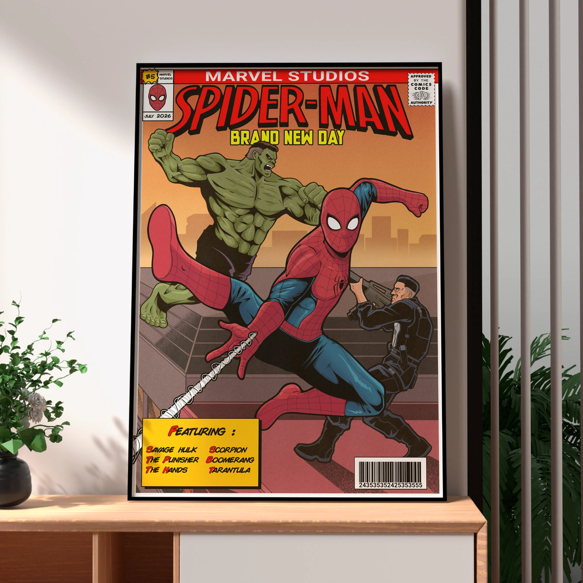 Spider-Man Brand New Day Comic Cover Poster, Marvel Hulk Punisher Wall Art Print