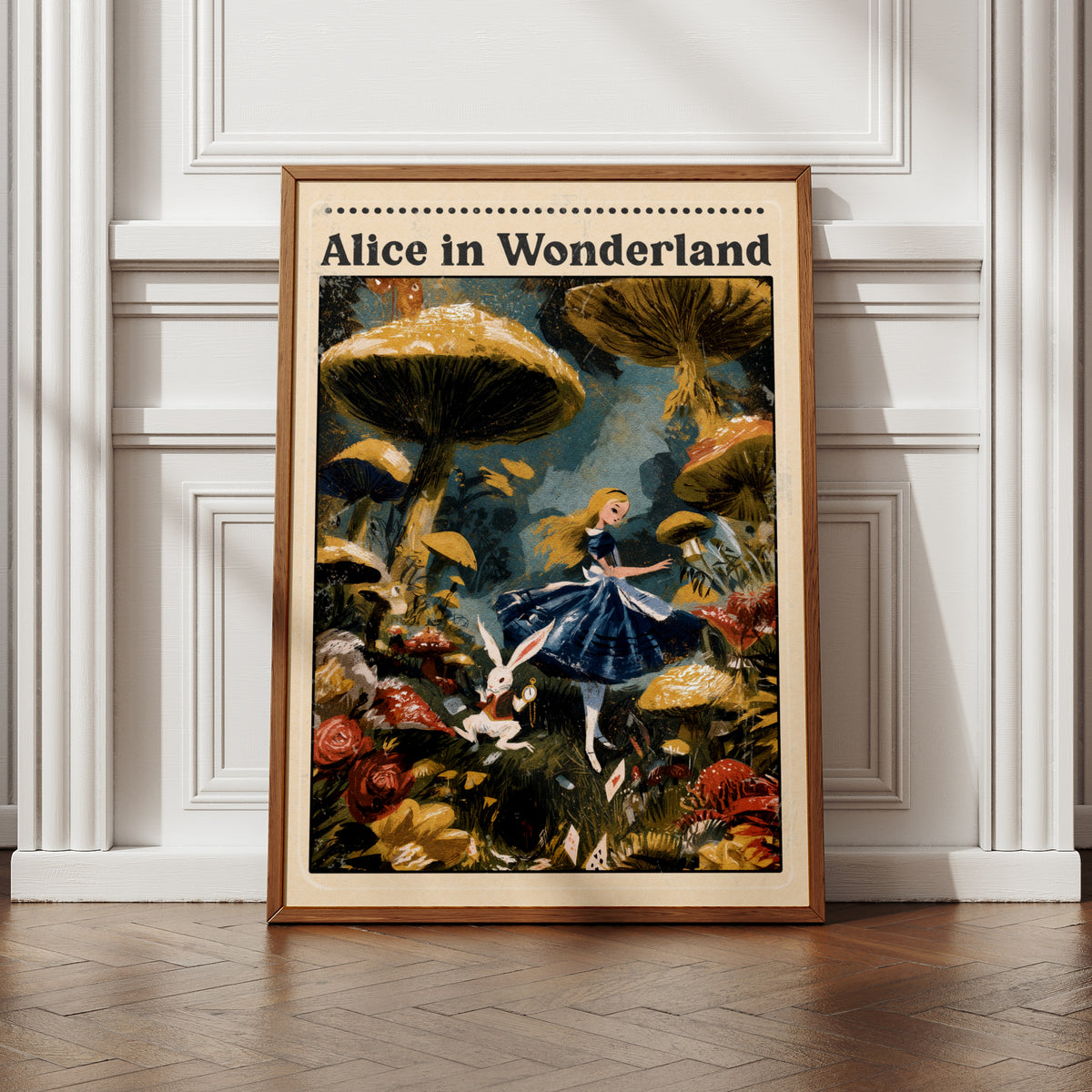 Alice in Wonderland Poster, White Rabbit Art Print, Classic Book Literary Wall Decor