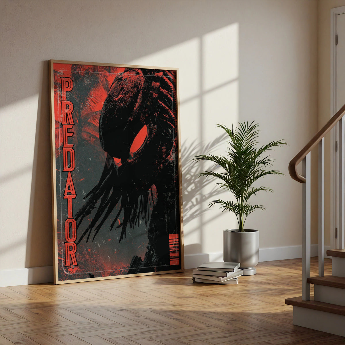 Predator Movie Poster, Sci-Fi Horror Wall Art, Red Black Film Print, Gaming Room Decor