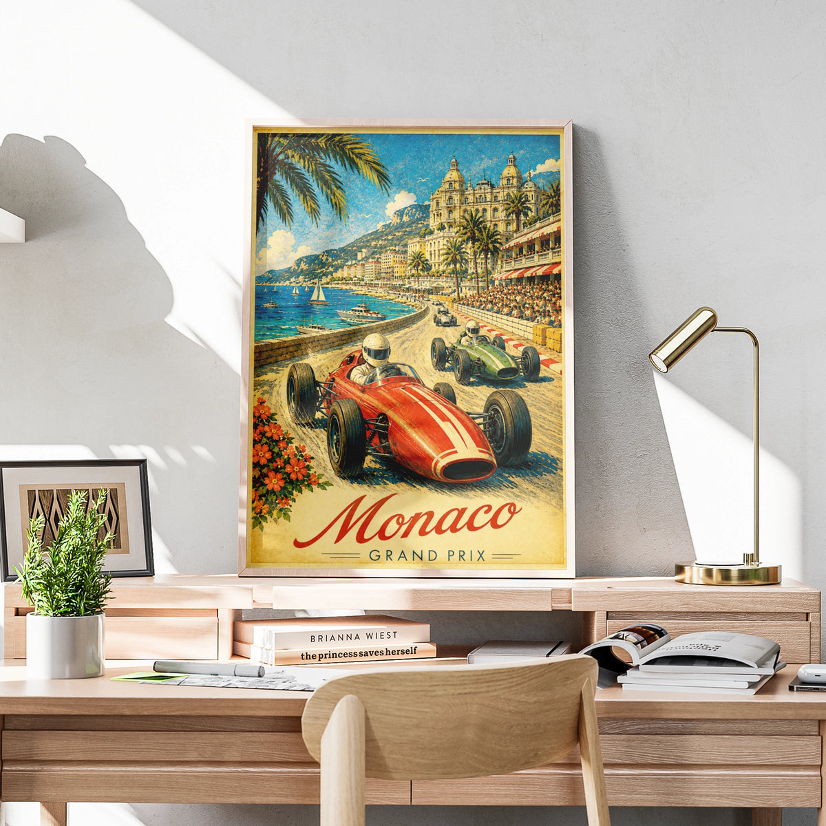 Monaco Grand Prix Vintage F1 Racing Poster, Retro Formula One Wall Art Print