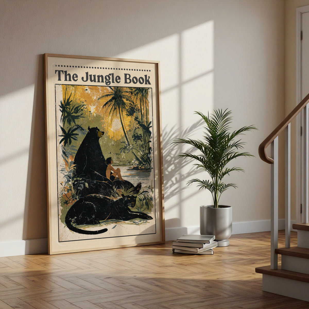 The Jungle Book Vintage Poster, Mowgli Bagheera Bear Print, Classic Literature Wall Art