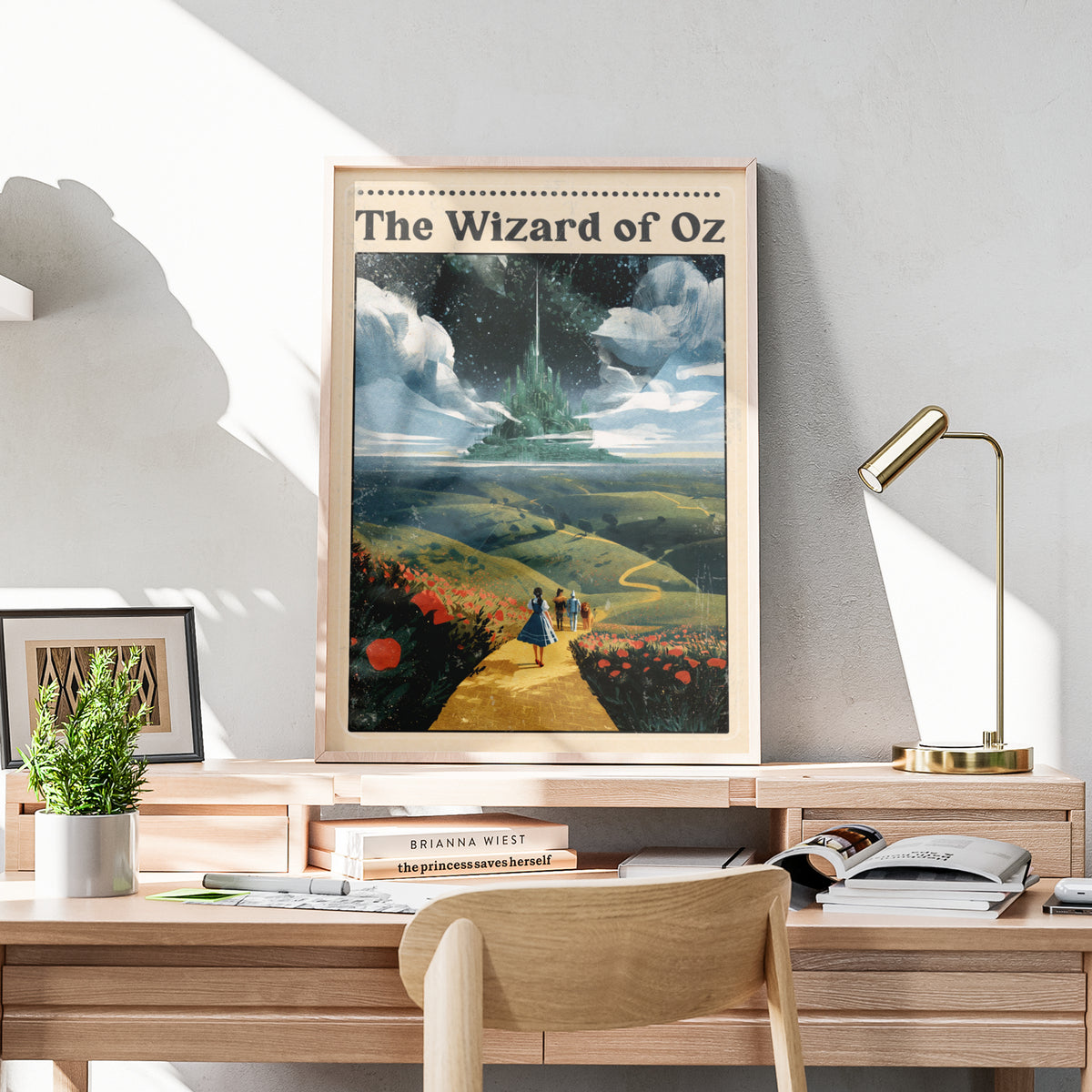 Wizard of Oz Poster, Yellow Brick Road Art Print, Emerald City, Dorothy Film Wall Art
