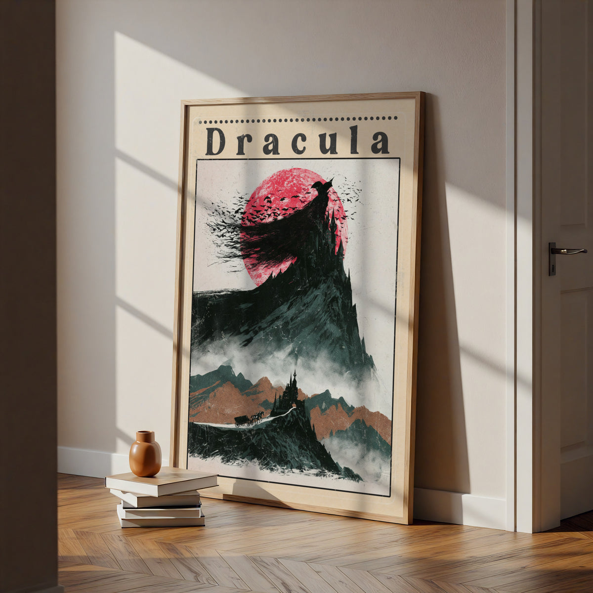 Dracula Gothic Novel Art Print, Bram Stoker Classic Book Poster, Vampire Castle Wall Art