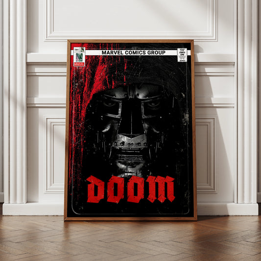Doctor Doom Marvel Comics Poster, Dark Villain Wall Art, Red Black Comic Print