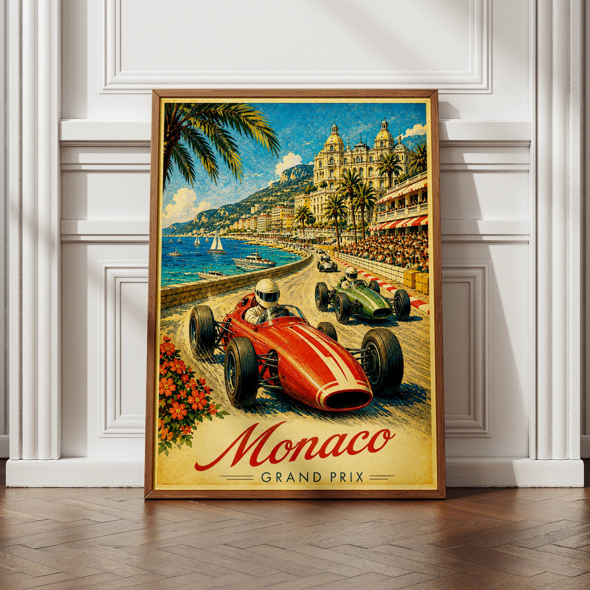 Monaco Grand Prix Vintage F1 Racing Poster, Retro Formula One Wall Art Print