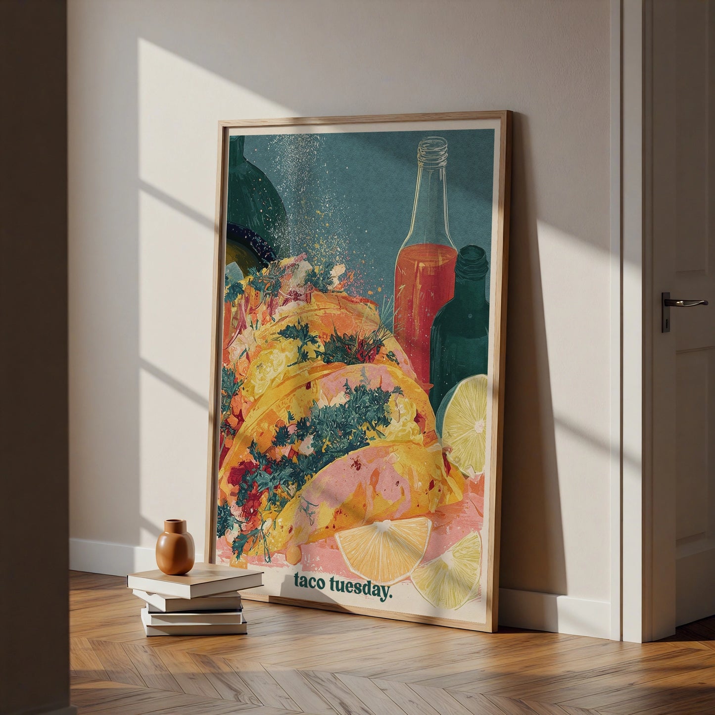 Taco Tuesday Food Poster, Mexican Kitchen Wall Art, Colourful Retro Food Print, Dining Room Decor