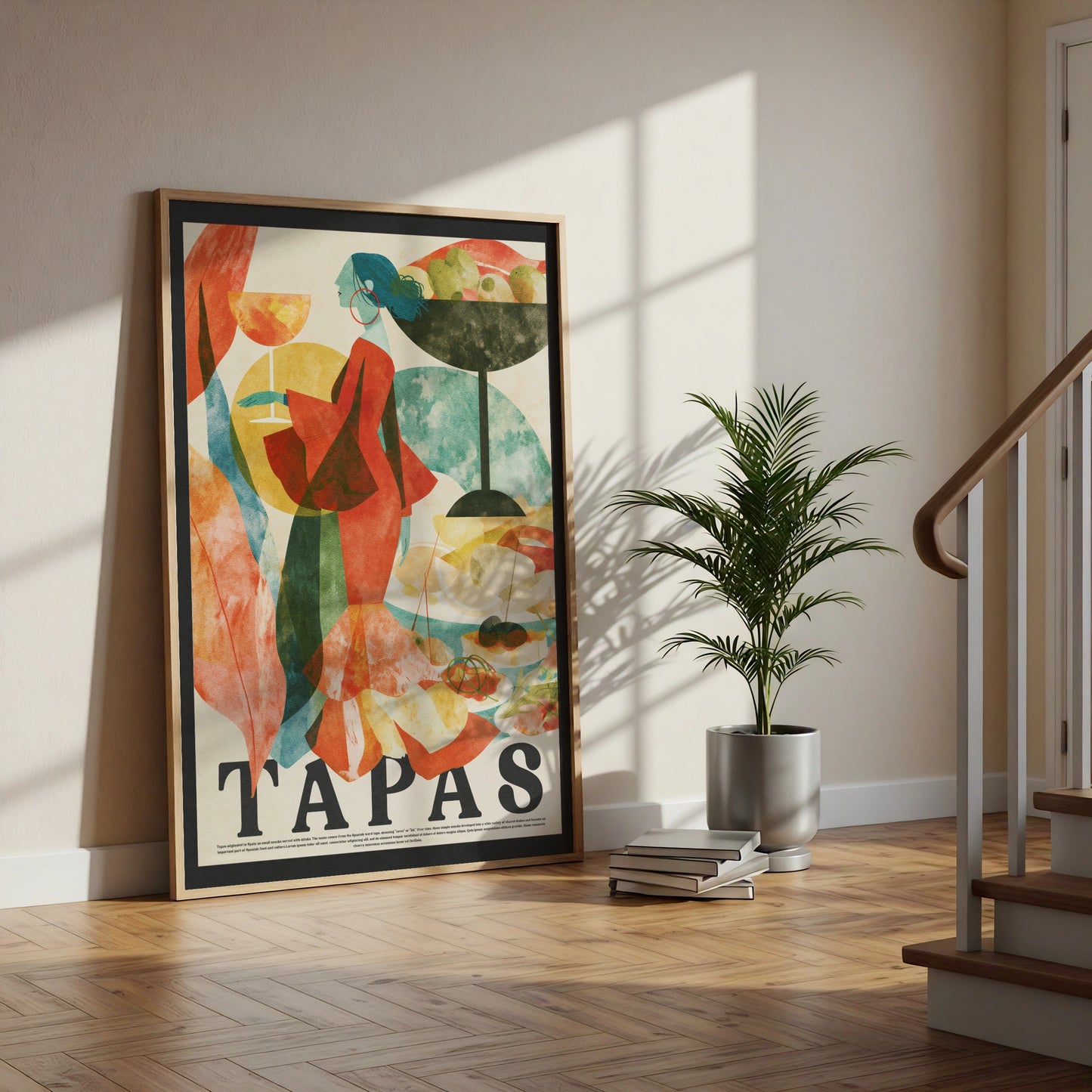 Tapas Wall Art Print, Spanish Food Poster, Retro Kitchen Decor, Colourful Dining Room