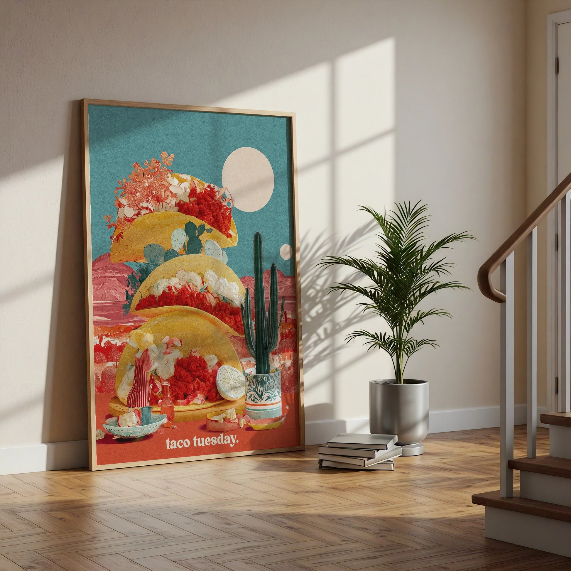 Taco Tuesday Poster, Mexican Food Wall Art, Colourful Kitchen Print, Retro Desert