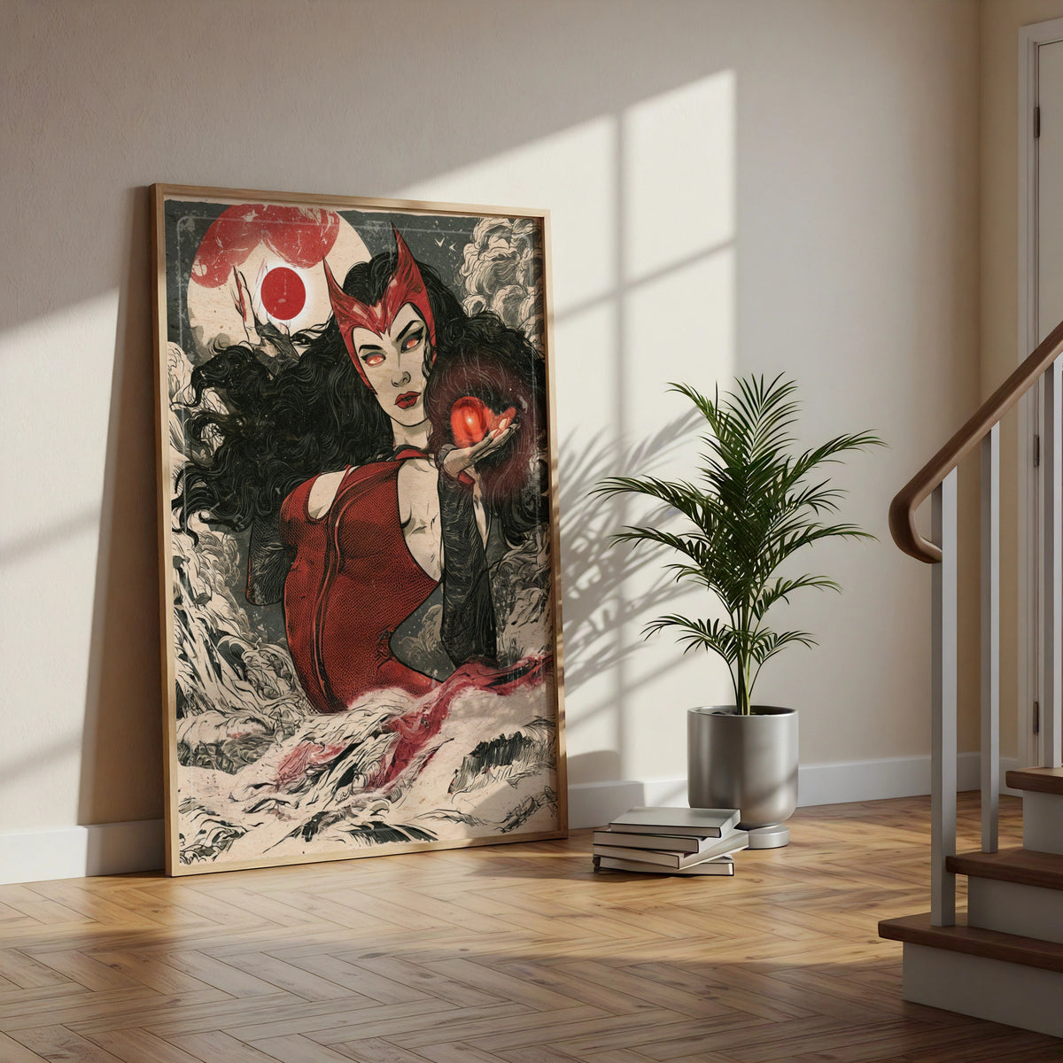 Scarlet Witch Poster, Marvel Superhero Wall Art, Comic Book Print, Red Black Decor