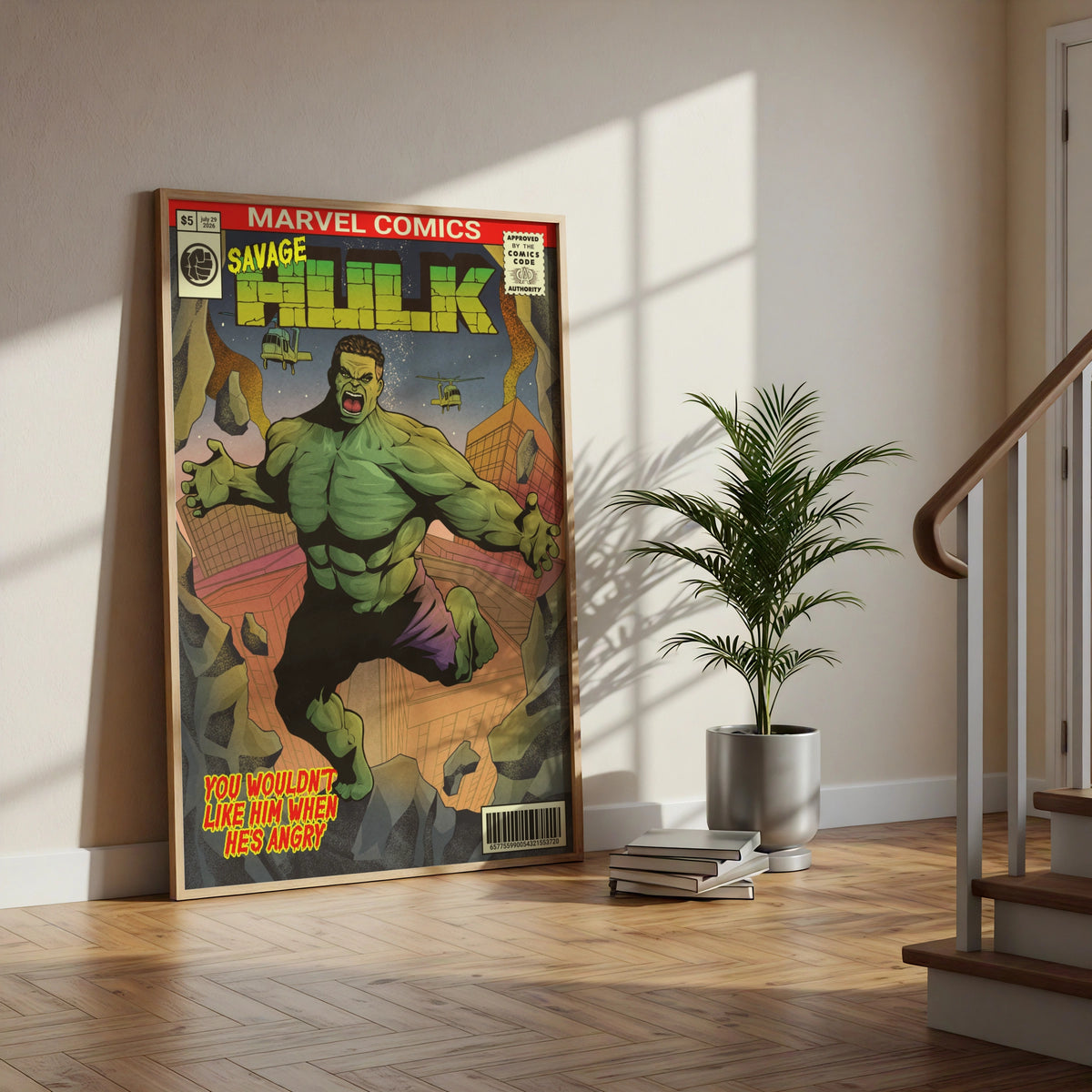 Savage Hulk Marvel Comics Cover Poster, Retro Comic Book Wall Art, Gift for Him