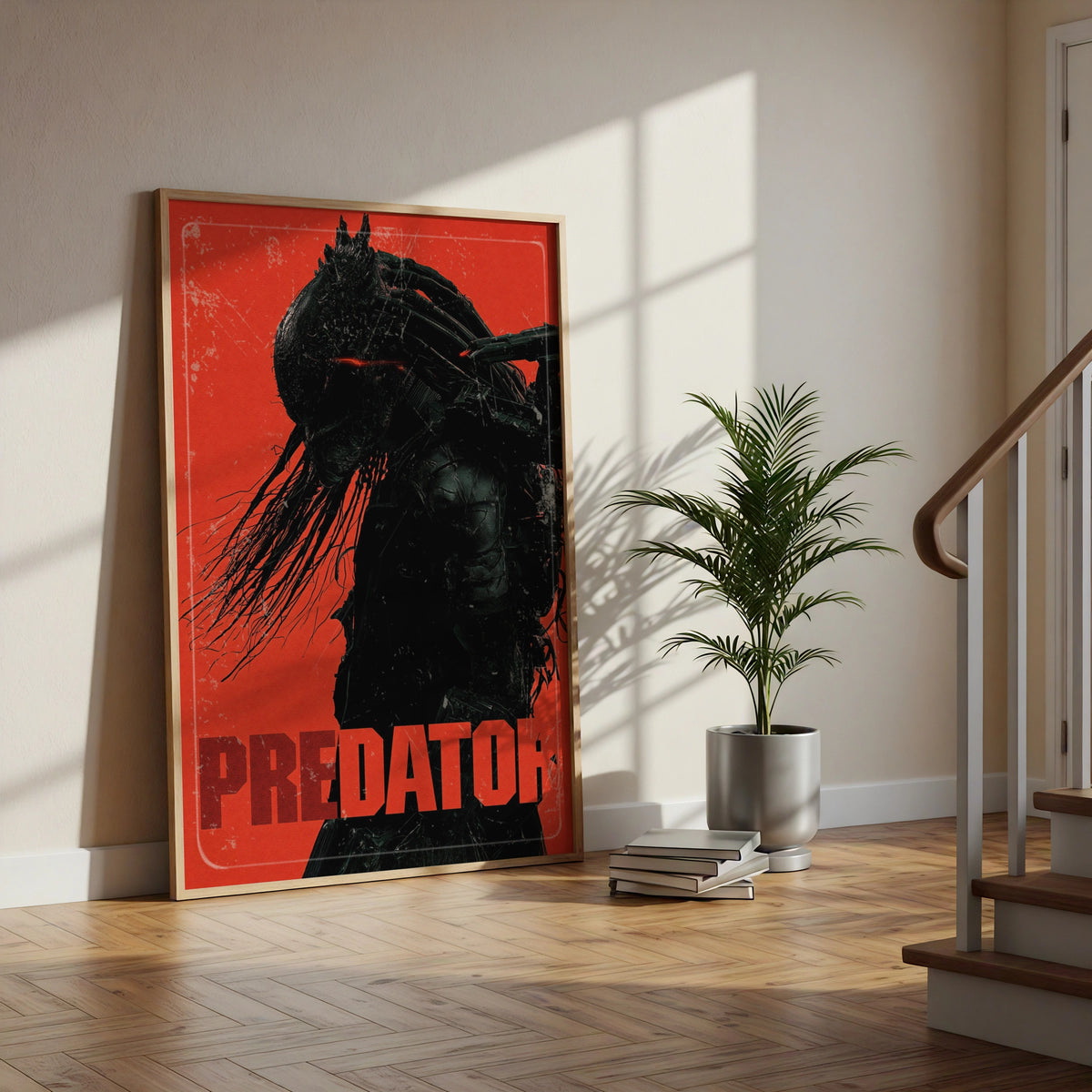 Predator Movie Poster, Sci-Fi Horror Wall Art, Red Black Print, Fan Gift