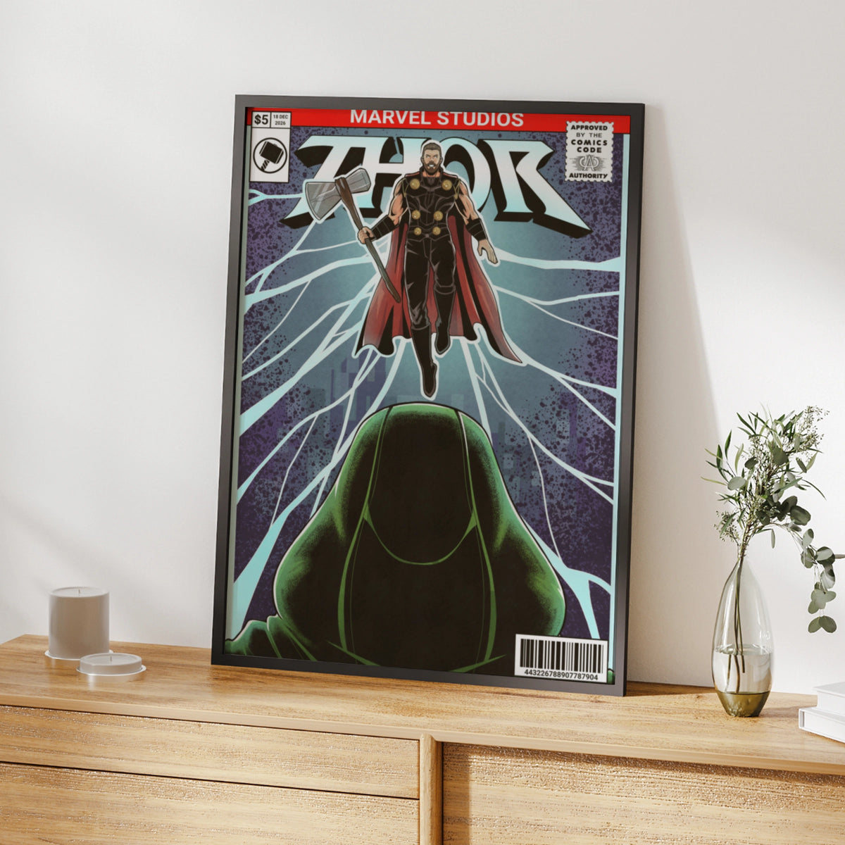 Thor Marvel Comic Book Style Poster, Superhero Wall Art, Gift for Him