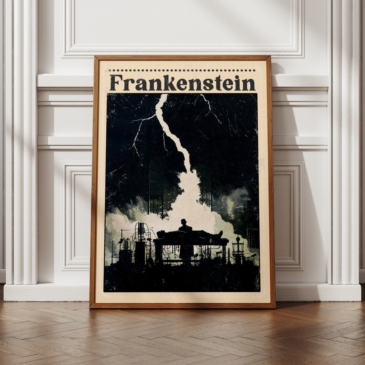 Frankenstein Gothic Book Poster, Mary Shelley Classic Literature Wall Art Print