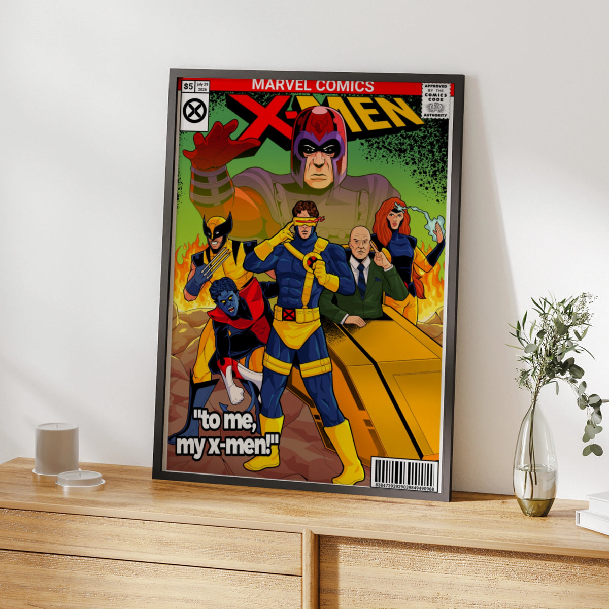 X-Men Marvel Comics Poster, Retro Comic Book Wall Art, Superhero Print, Gift for Him
