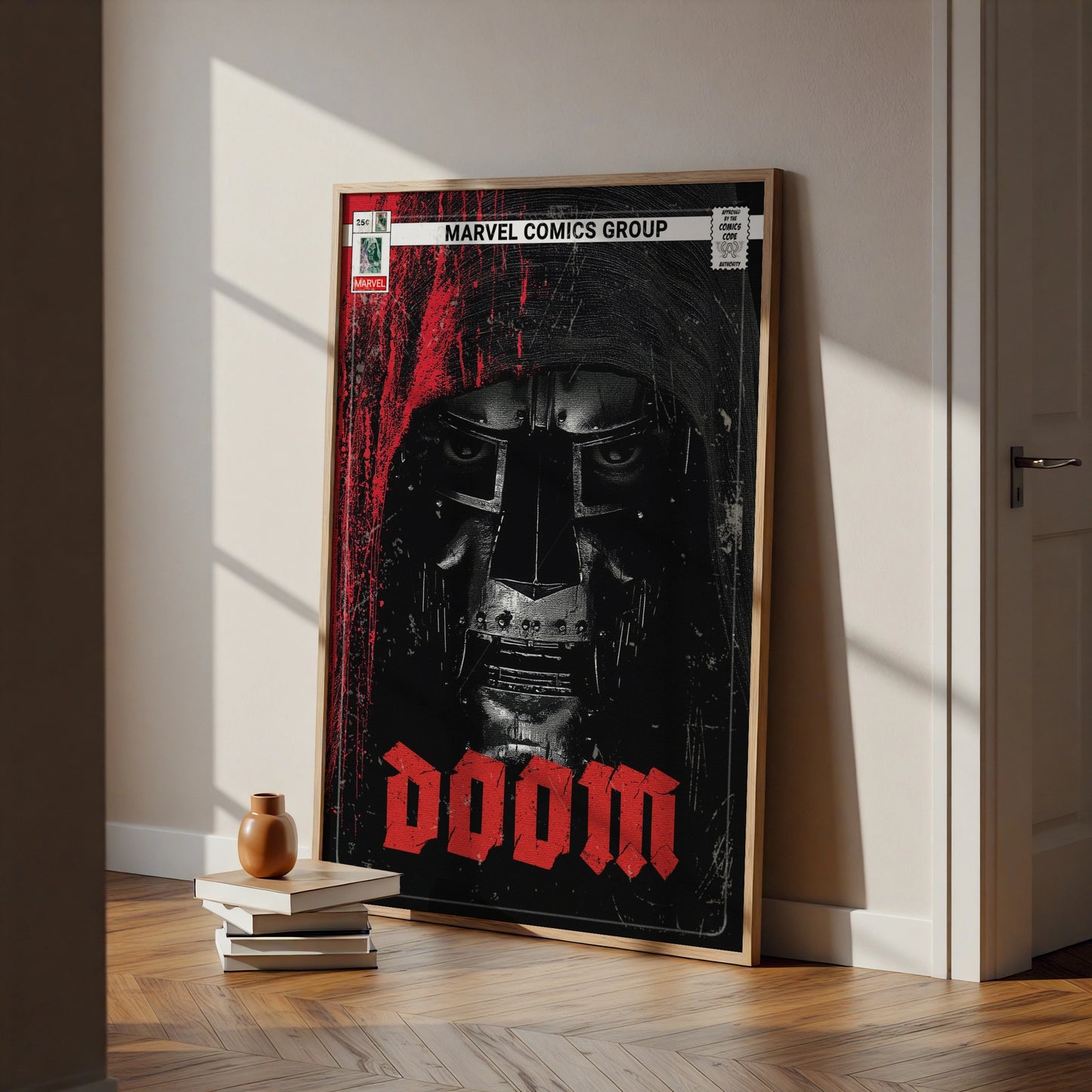 Doctor Doom Marvel Comics Poster, Dark Villain Wall Art, Red Black Comic Print