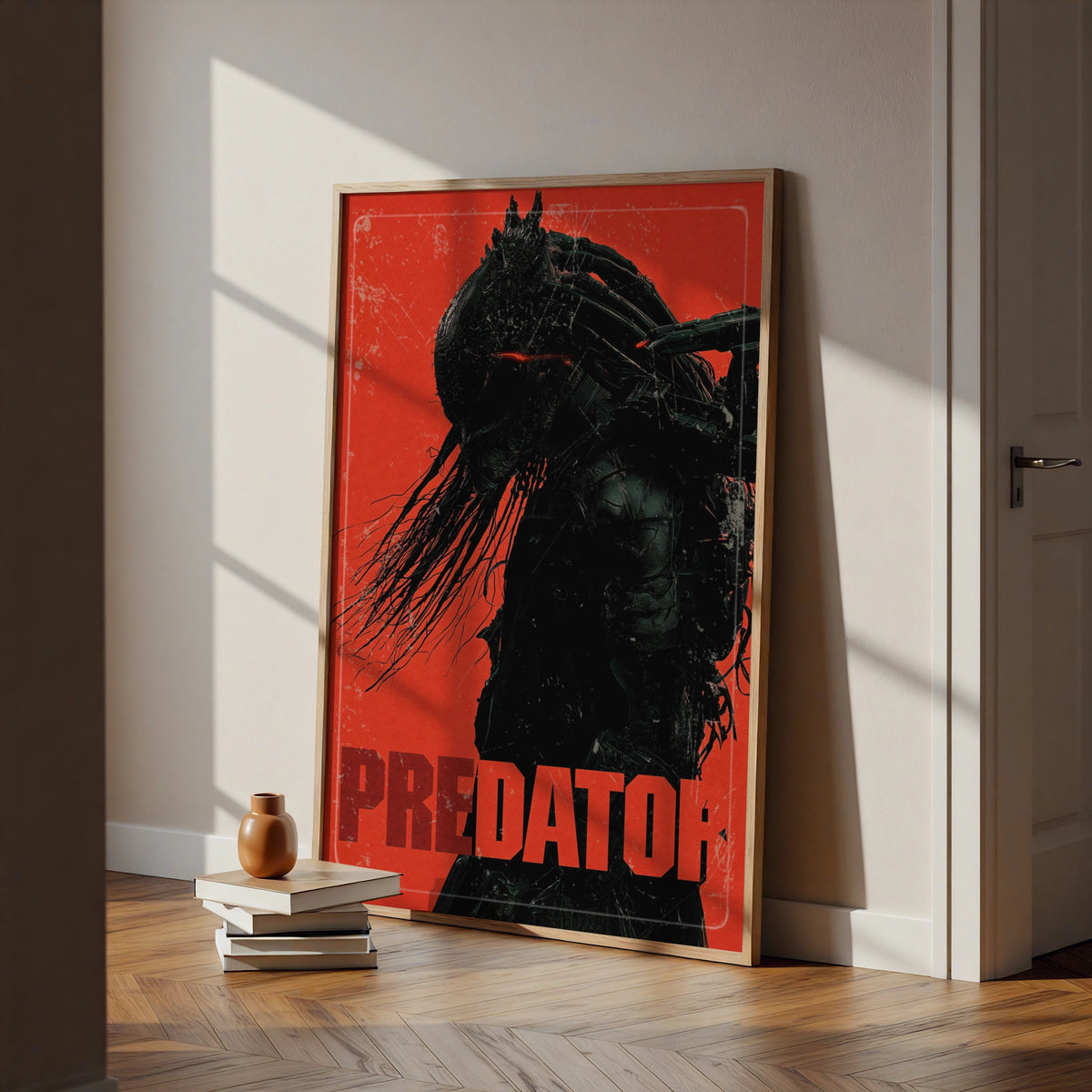 Predator Movie Poster, Sci-Fi Horror Wall Art, Red Black Print, Fan Gift