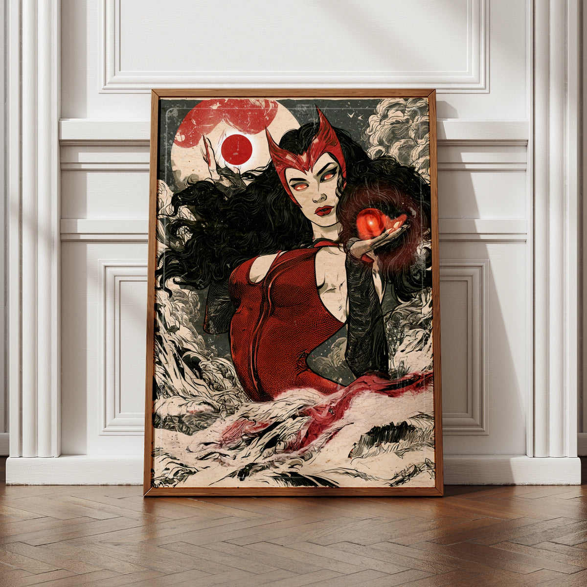Scarlet Witch Poster, Marvel Superhero Wall Art, Comic Book Print, Red Black Decor