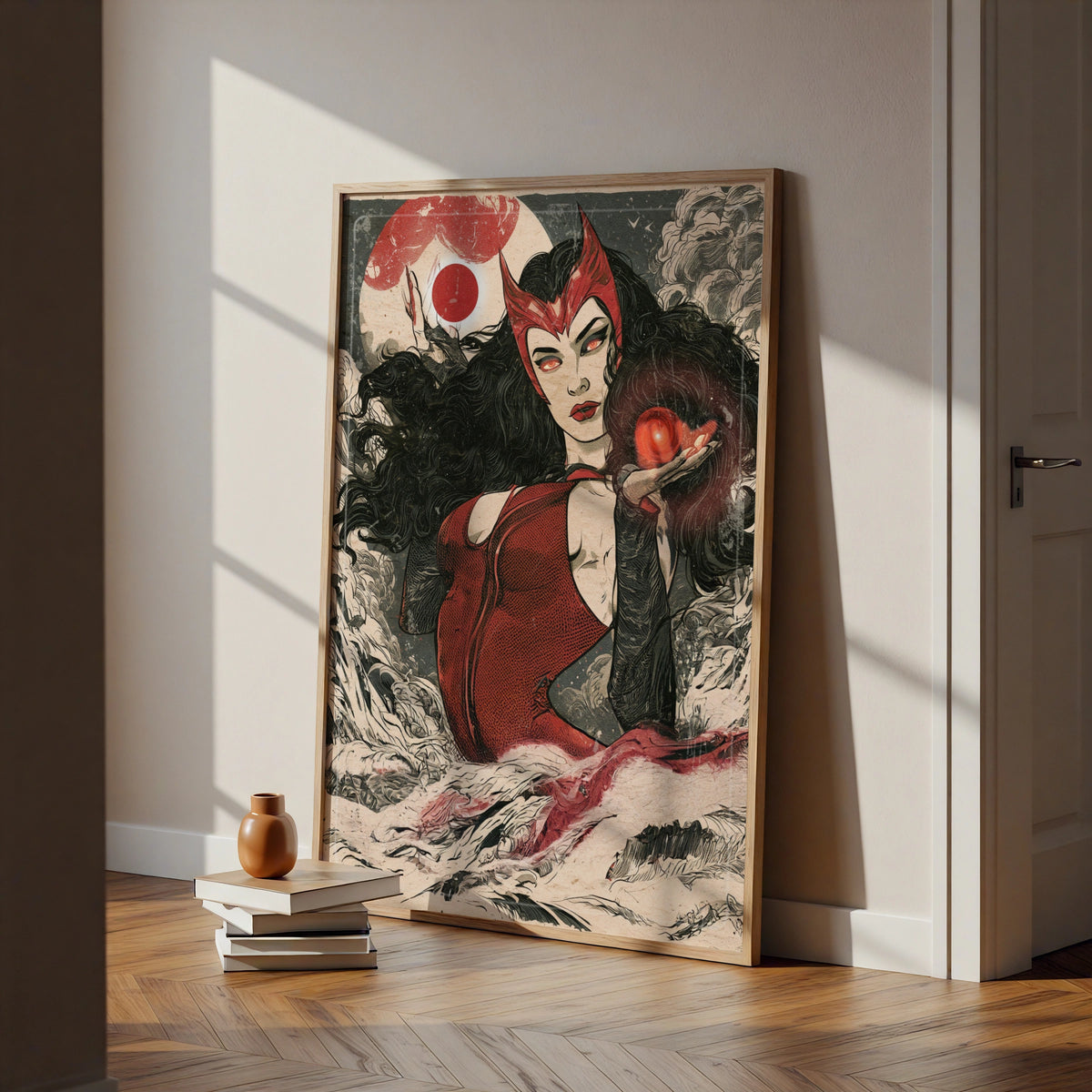 Scarlet Witch Poster, Marvel Superhero Wall Art, Comic Book Print, Red Black Decor