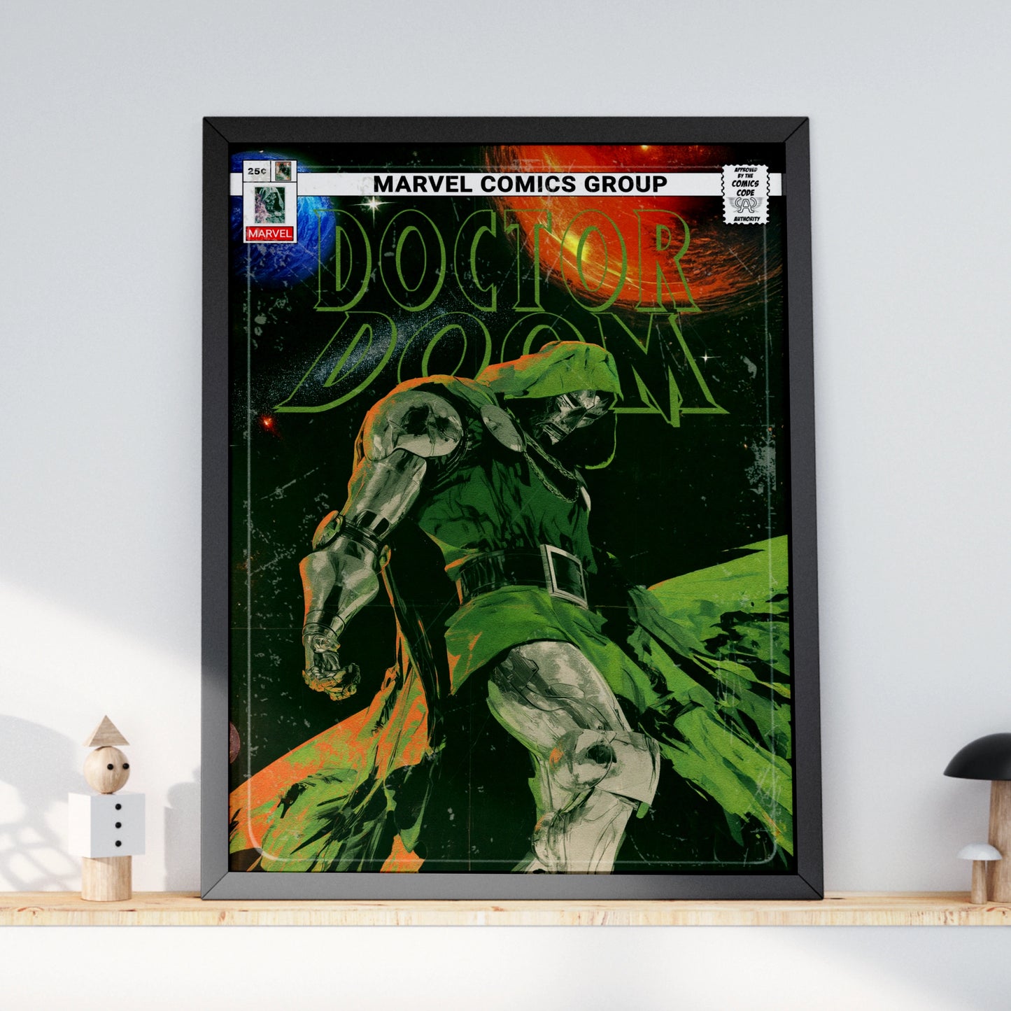 Doctor Doom Marvel Comics Poster, Villain Wall Art, Comic Book Cover Print, Green