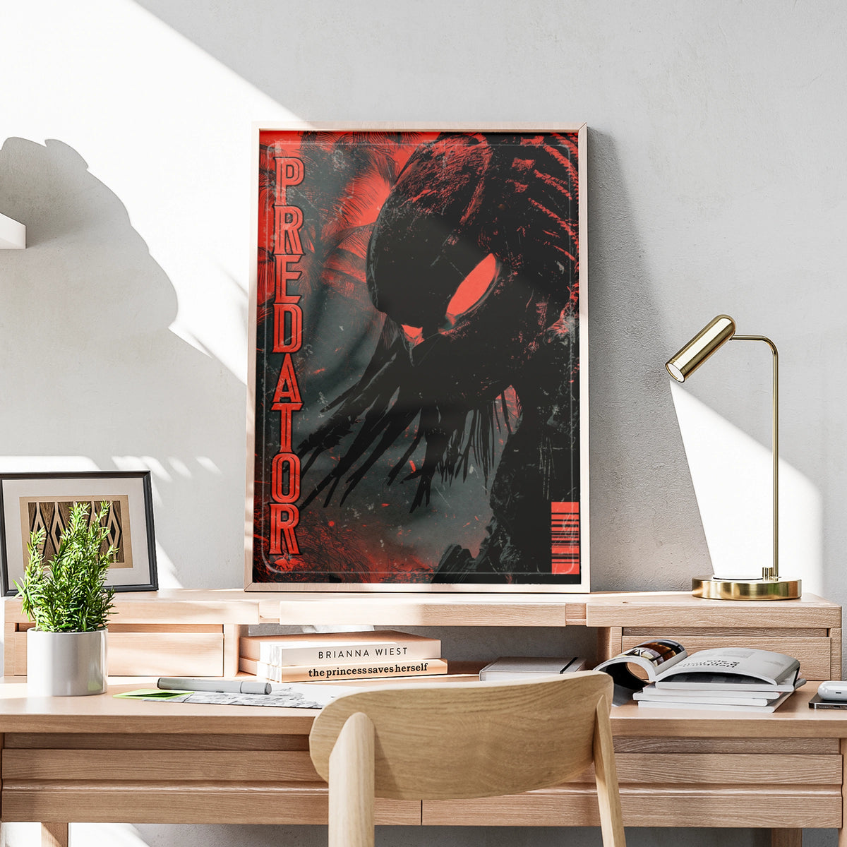 Predator Movie Poster, Sci-Fi Horror Wall Art, Red Black Film Print, Gaming Room Decor