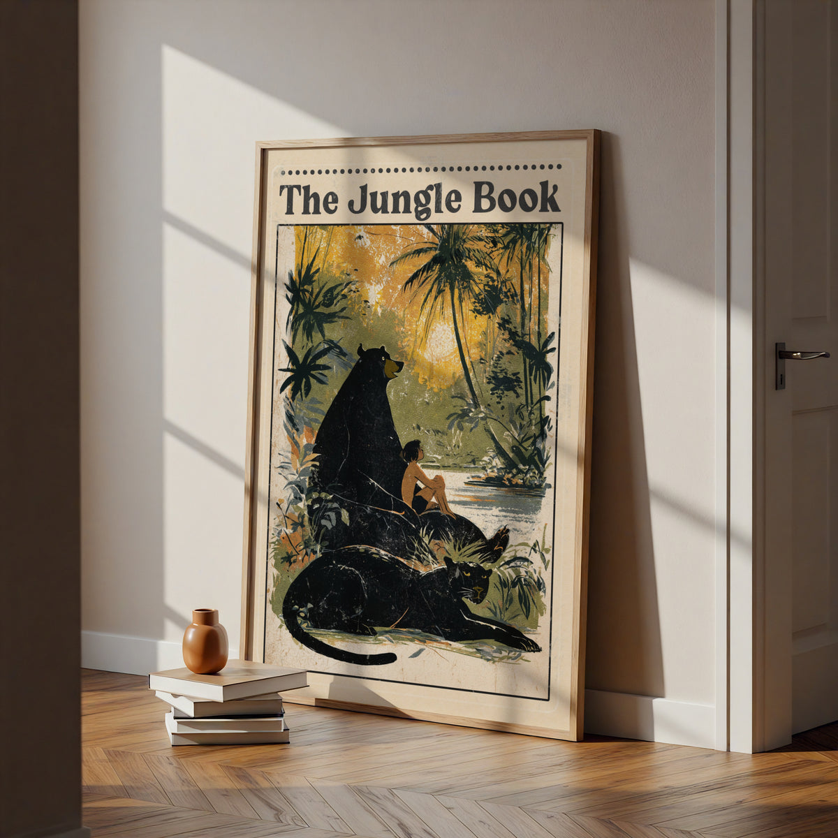 The Jungle Book Vintage Poster, Mowgli Bagheera Bear Print, Classic Literature Wall Art