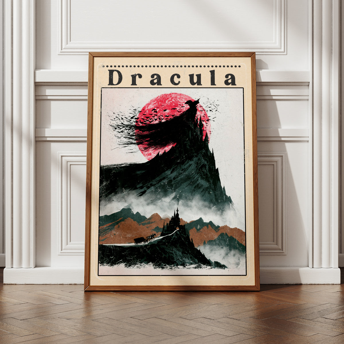 Dracula Gothic Novel Art Print, Bram Stoker Classic Book Poster, Vampire Castle Wall Art