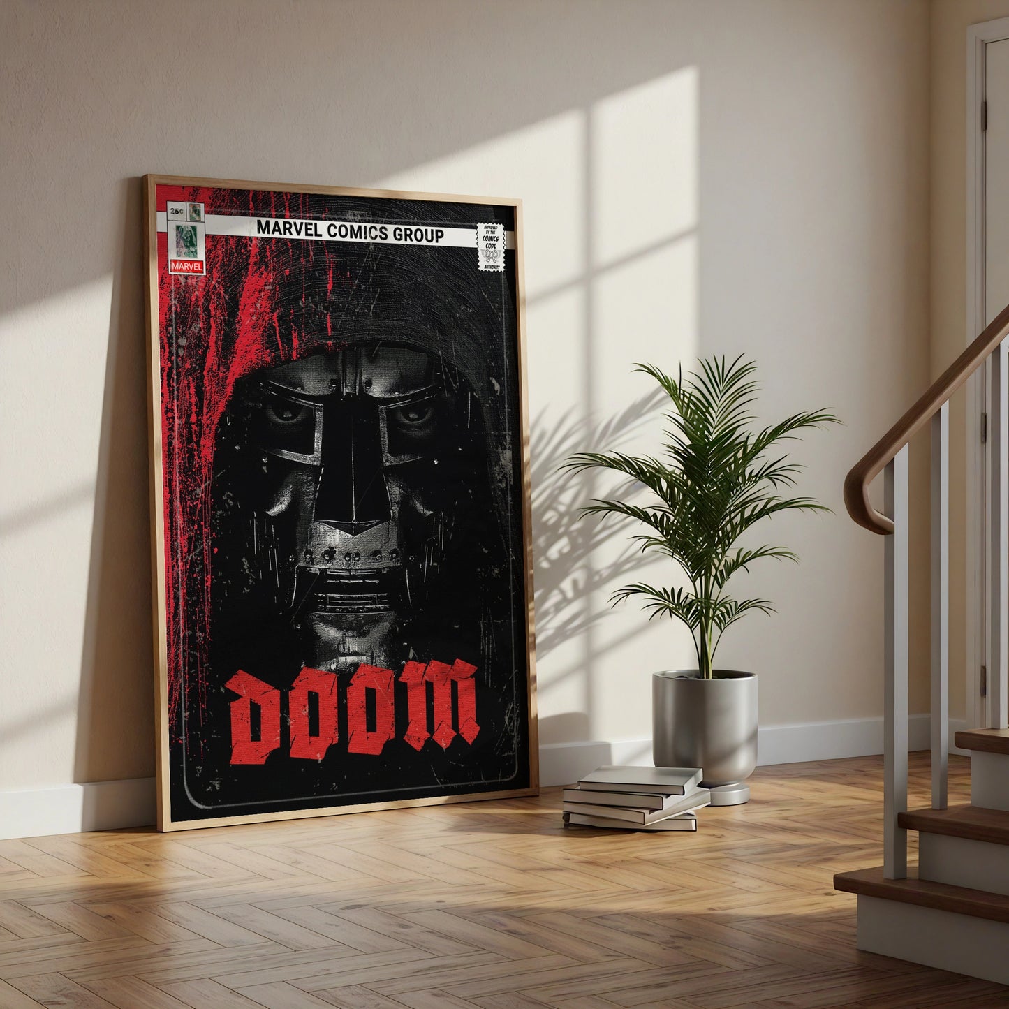 Doctor Doom Marvel Comics Poster, Dark Villain Wall Art, Red Black Comic Print