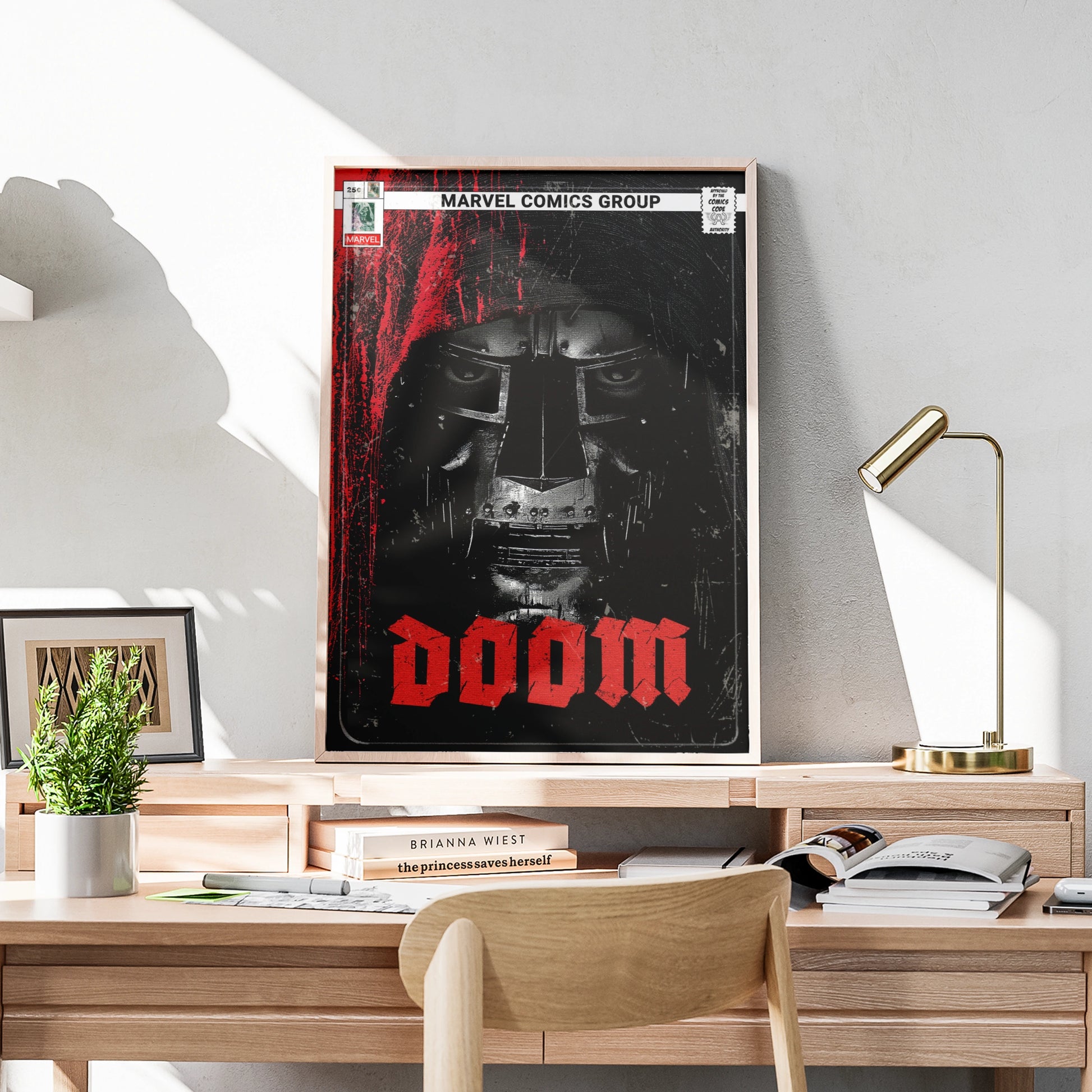 Doctor Doom Marvel Comics Poster, Dark Villain Wall Art, Red Black Comic Print