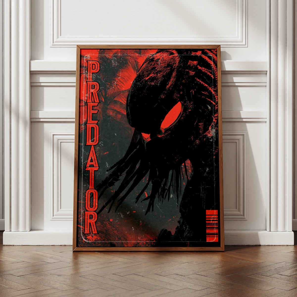 Predator Movie Poster, Sci-Fi Horror Wall Art, Red Black Film Print, Gaming Room Decor