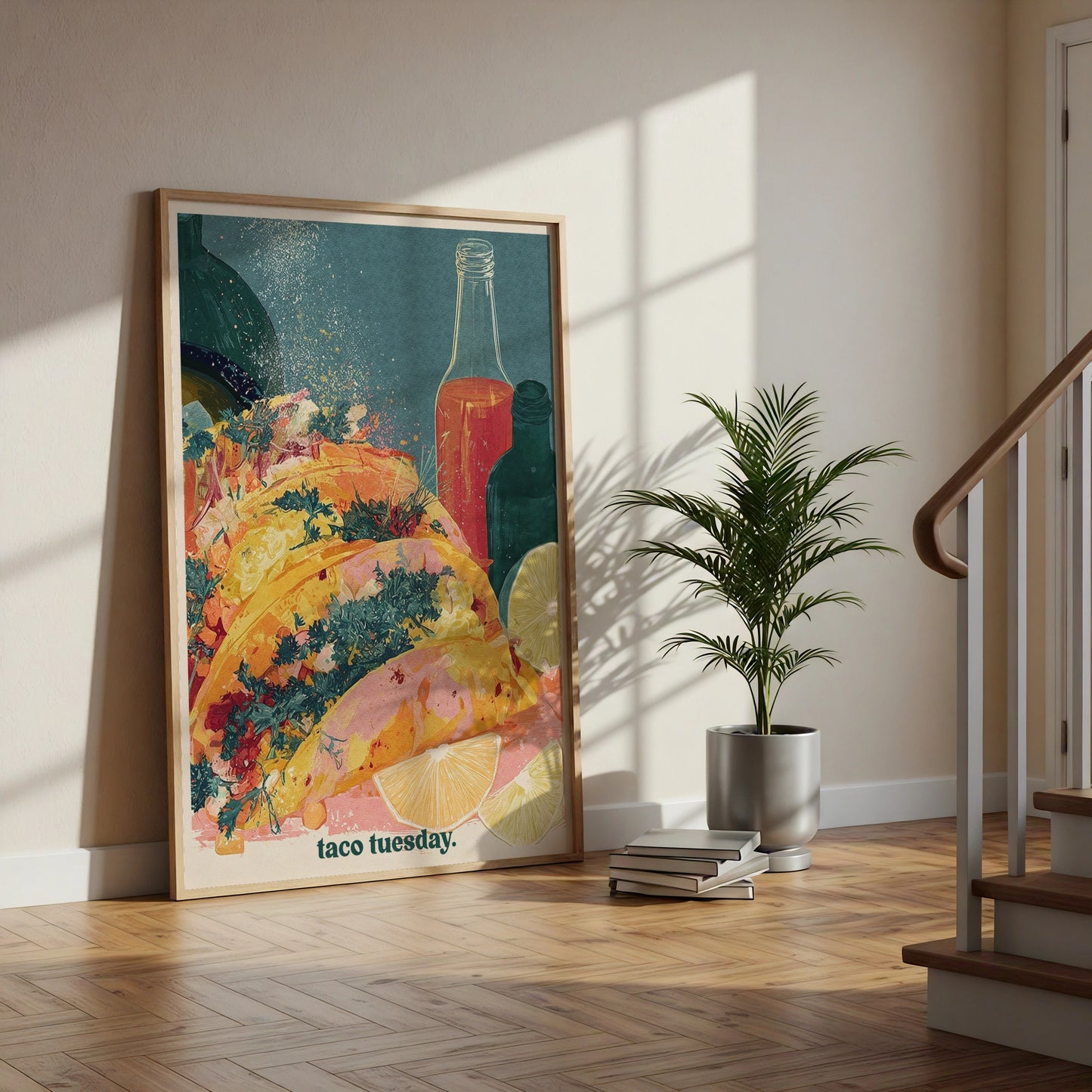 Taco Tuesday Food Poster, Mexican Kitchen Wall Art, Colourful Retro Food Print, Dining Room Decor