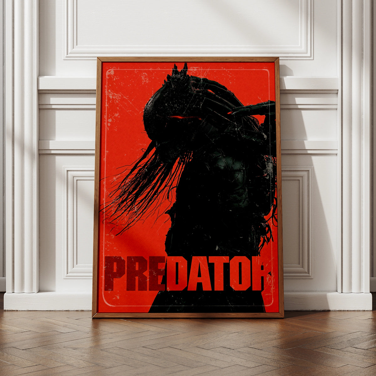Predator Movie Poster, Sci-Fi Horror Wall Art, Red Black Print, Fan Gift