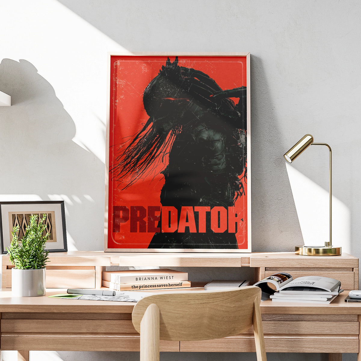 Predator Movie Poster, Sci-Fi Horror Wall Art, Red Black Print, Fan Gift