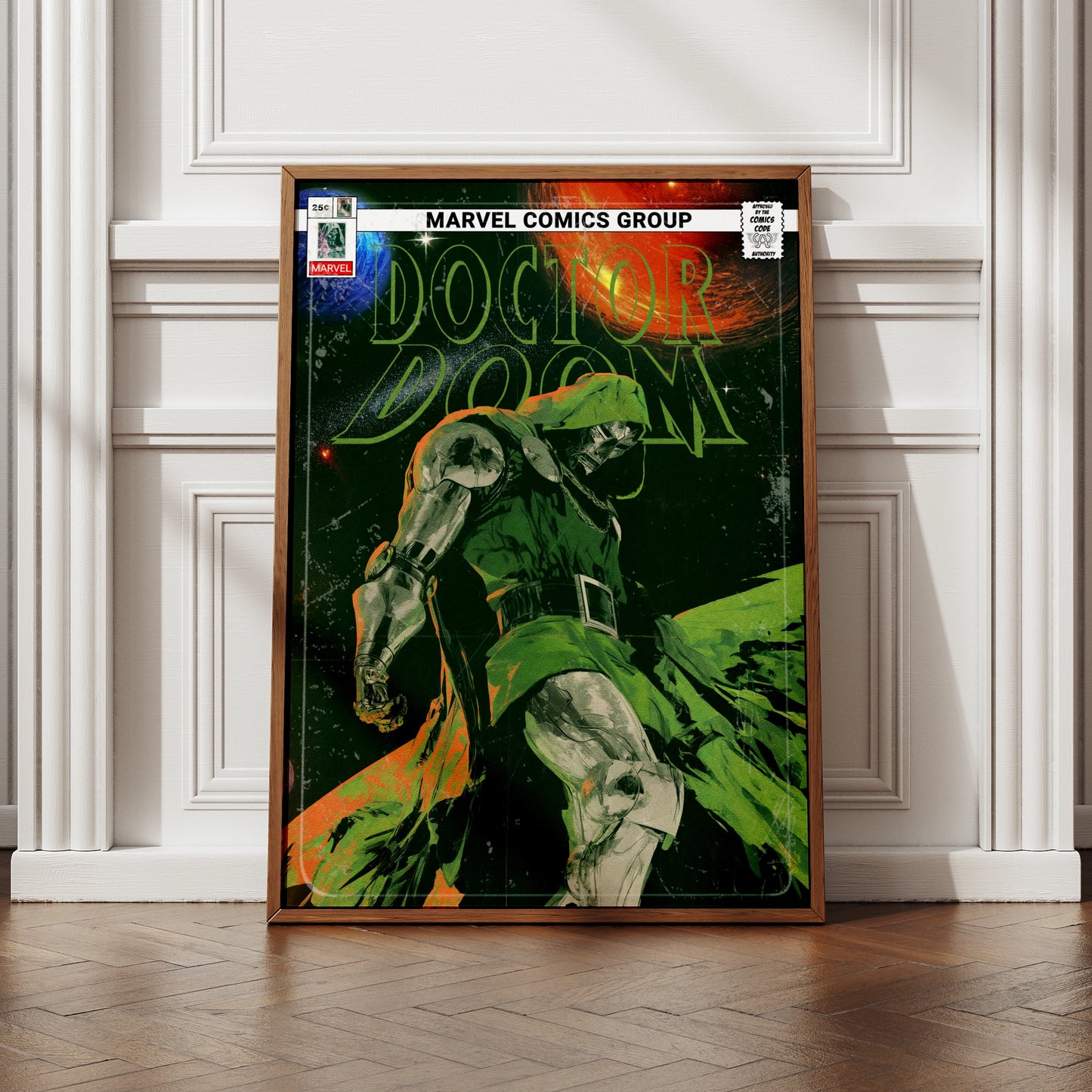 Doctor Doom Marvel Comics Poster, Villain Wall Art, Comic Book Cover Print, Green