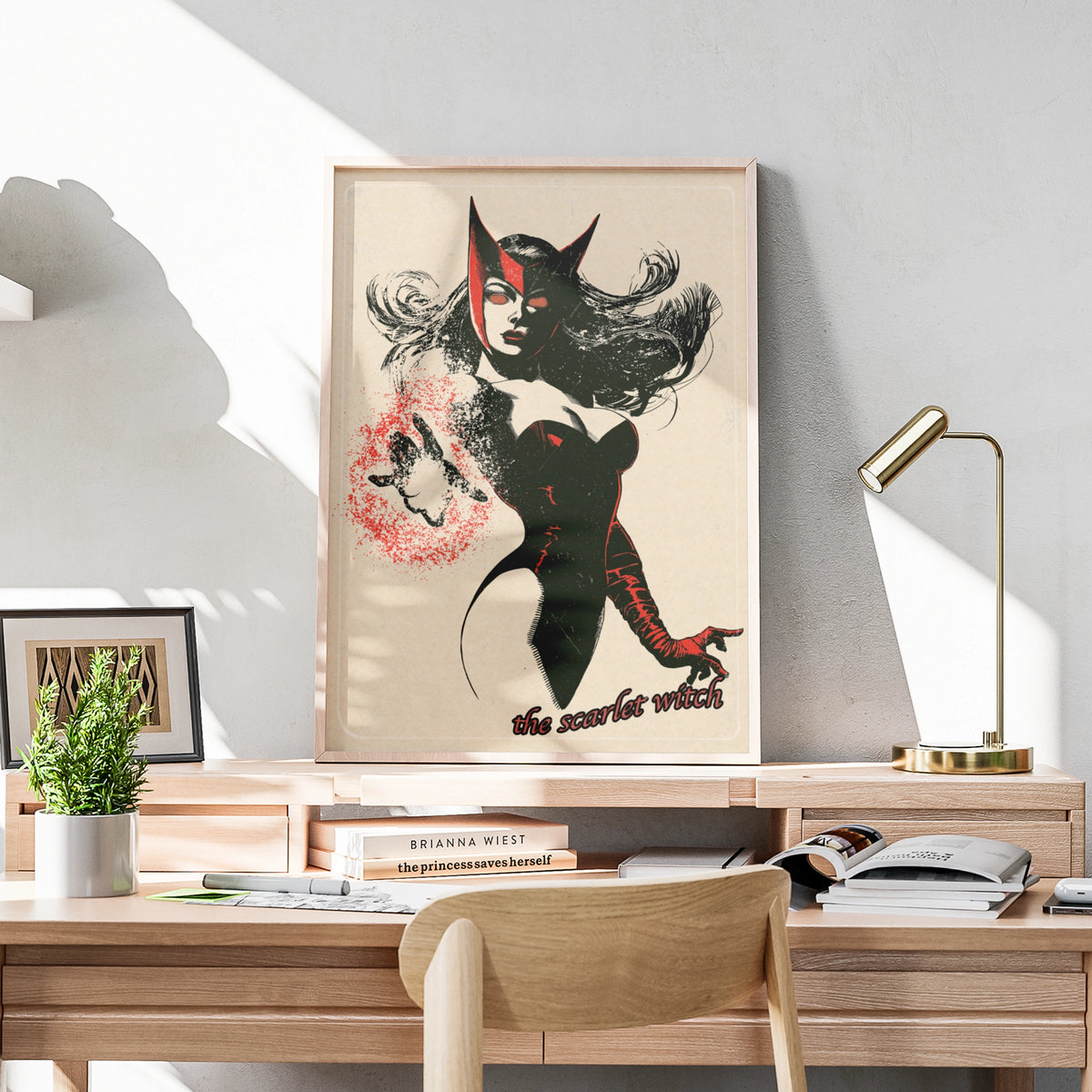 Scarlet Witch Vintage Comic Art Poster, Marvel Superhero Wall Art Print, Red Black