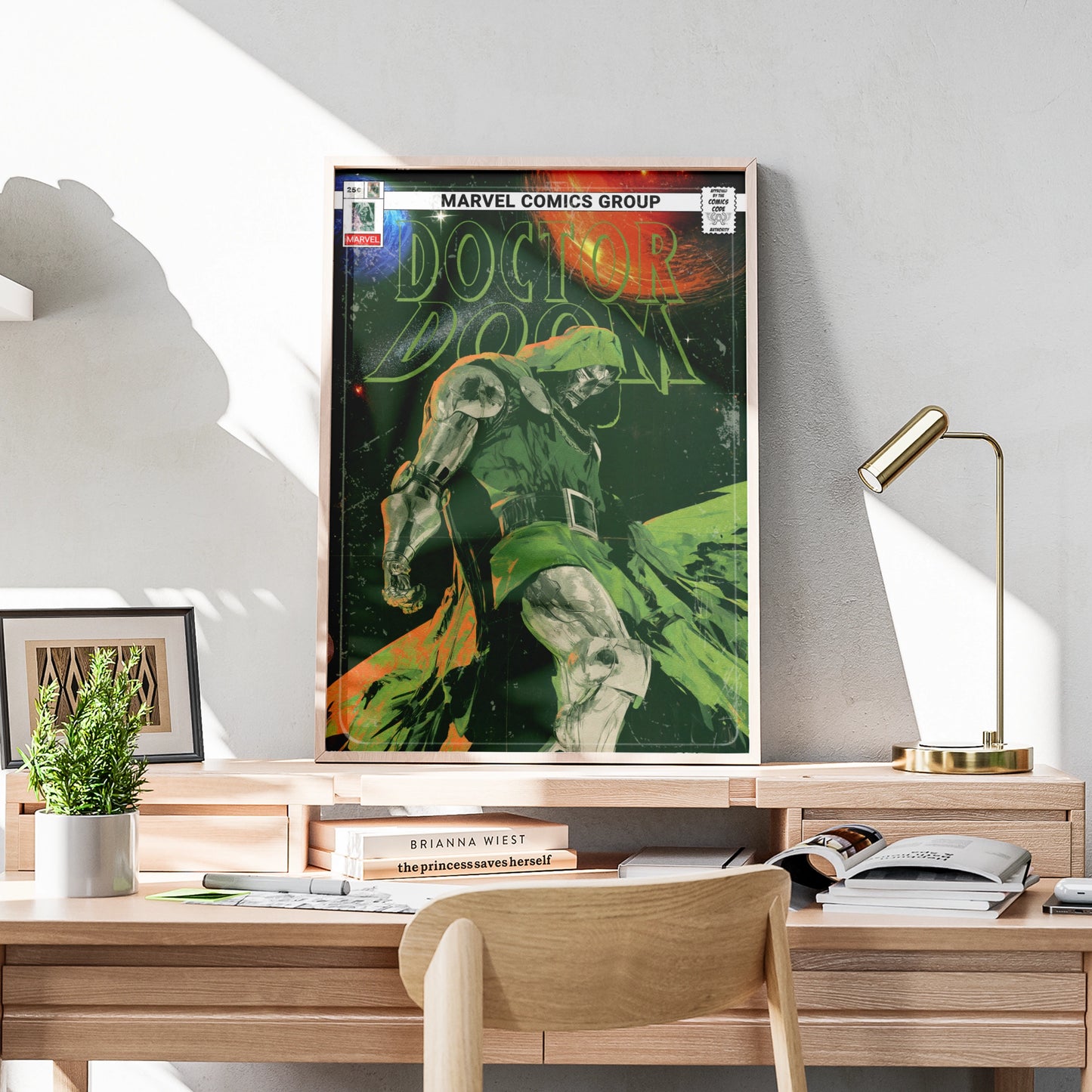 Doctor Doom Marvel Comics Poster, Villain Wall Art, Comic Book Cover Print, Green