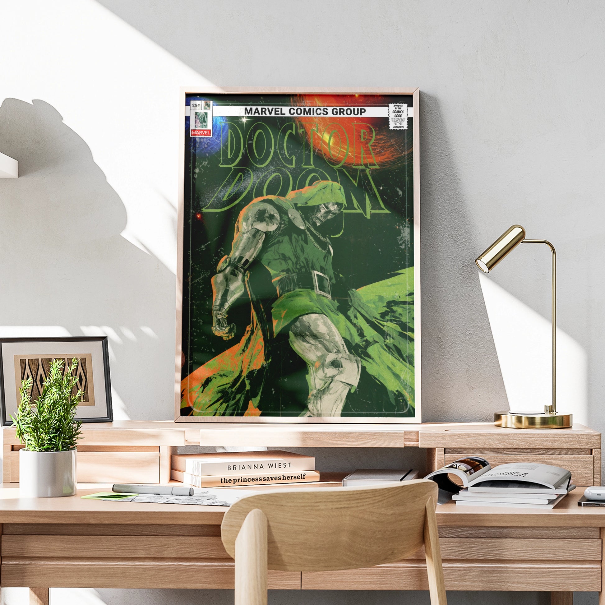 Doctor Doom Marvel Comics Poster, Villain Wall Art, Comic Book Cover Print, Green