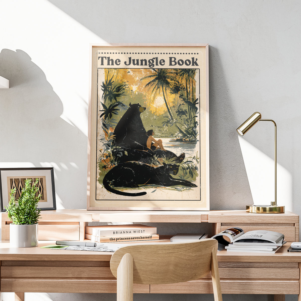 The Jungle Book Vintage Poster, Mowgli Bagheera Bear Print, Classic Literature Wall Art