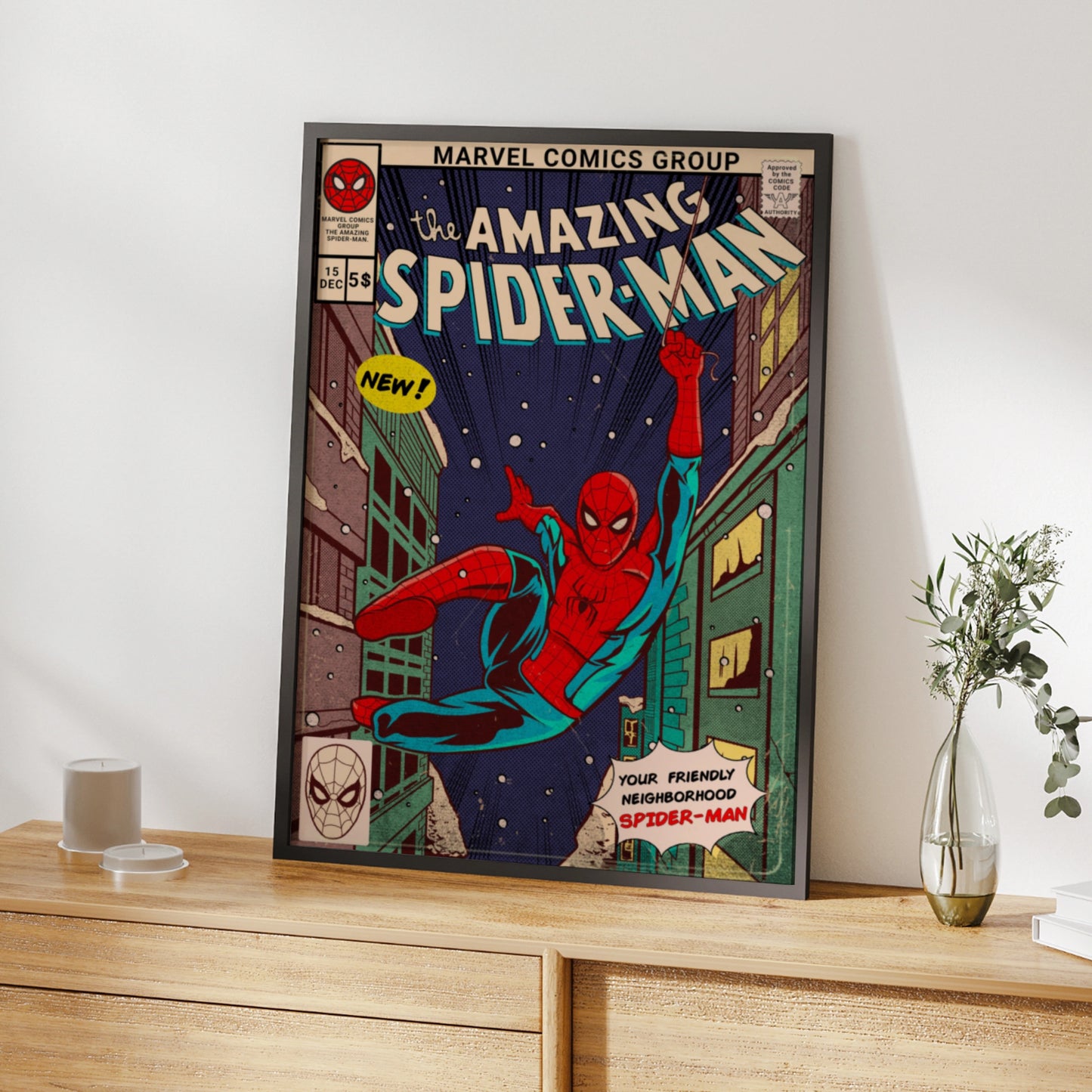 Amazing Spider-Man Vintage Comic Cover Poster, Marvel Wall Art, Retro Superhero Print