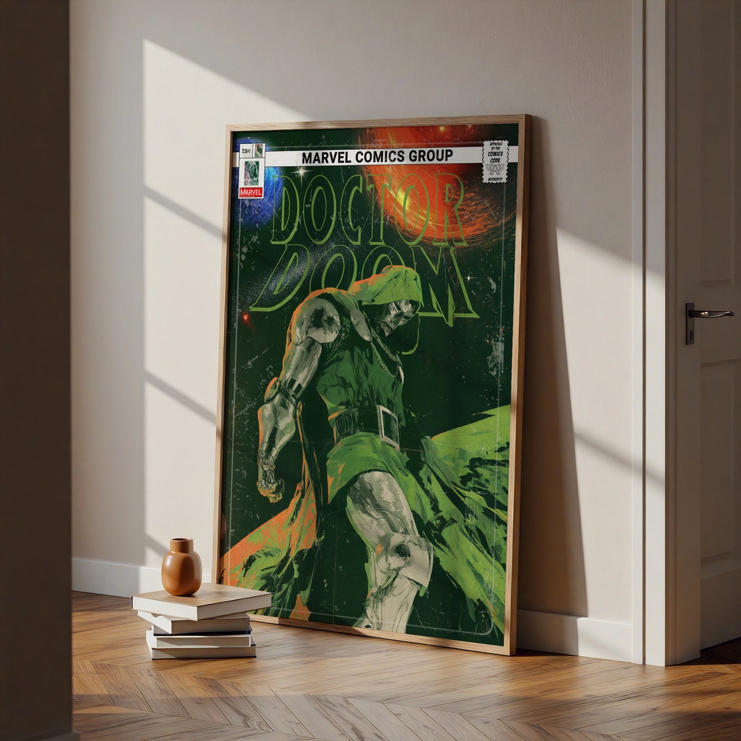 Doctor Doom Marvel Comics Poster, Villain Wall Art, Comic Book Cover Print, Green
