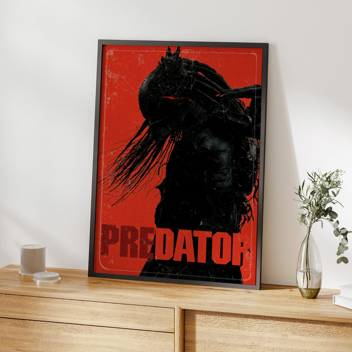 Predator Movie Poster, Sci-Fi Horror Wall Art, Red Black Print, Fan Gift