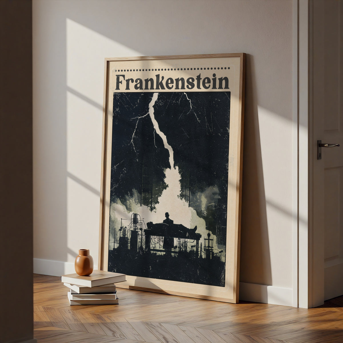 Frankenstein Gothic Book Poster, Mary Shelley Classic Literature Wall Art Print
