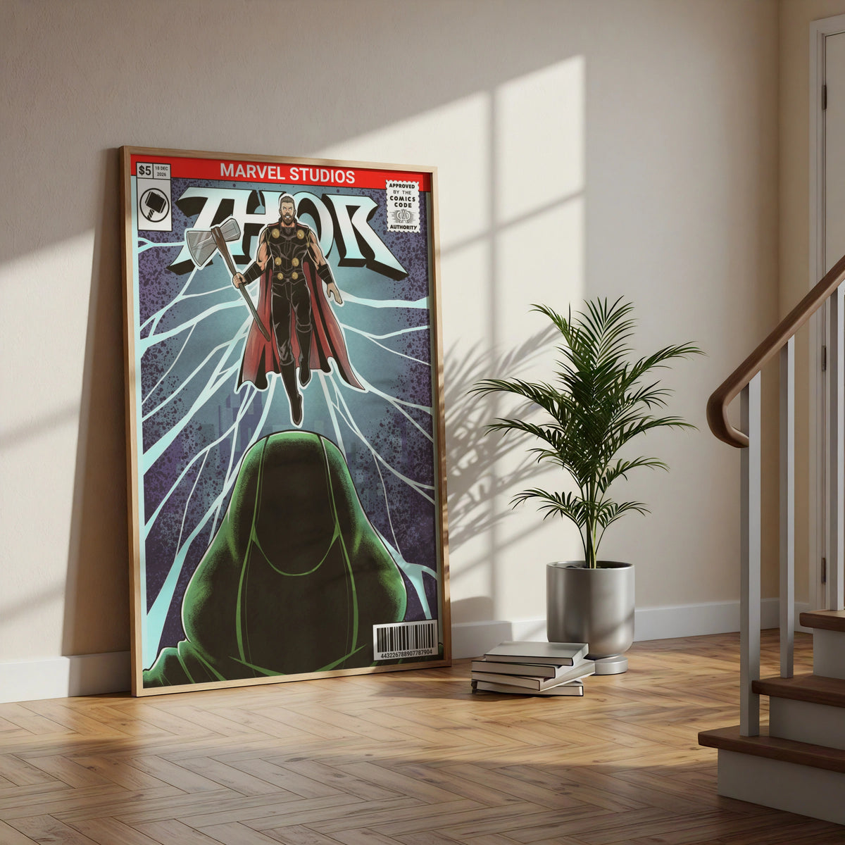 Thor Marvel Comic Book Style Poster, Superhero Wall Art, Gift for Him