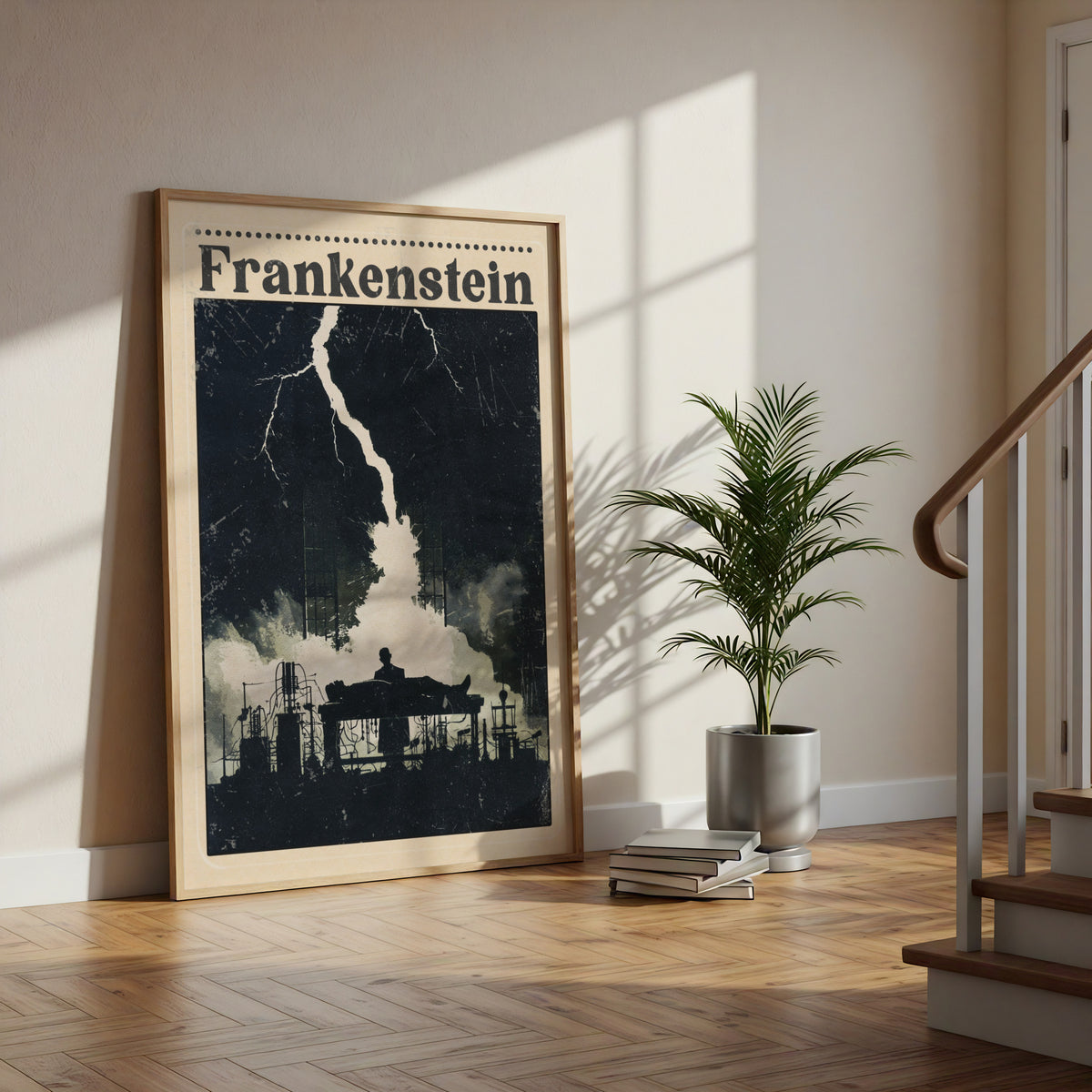 Frankenstein Gothic Book Poster, Mary Shelley Classic Literature Wall Art Print