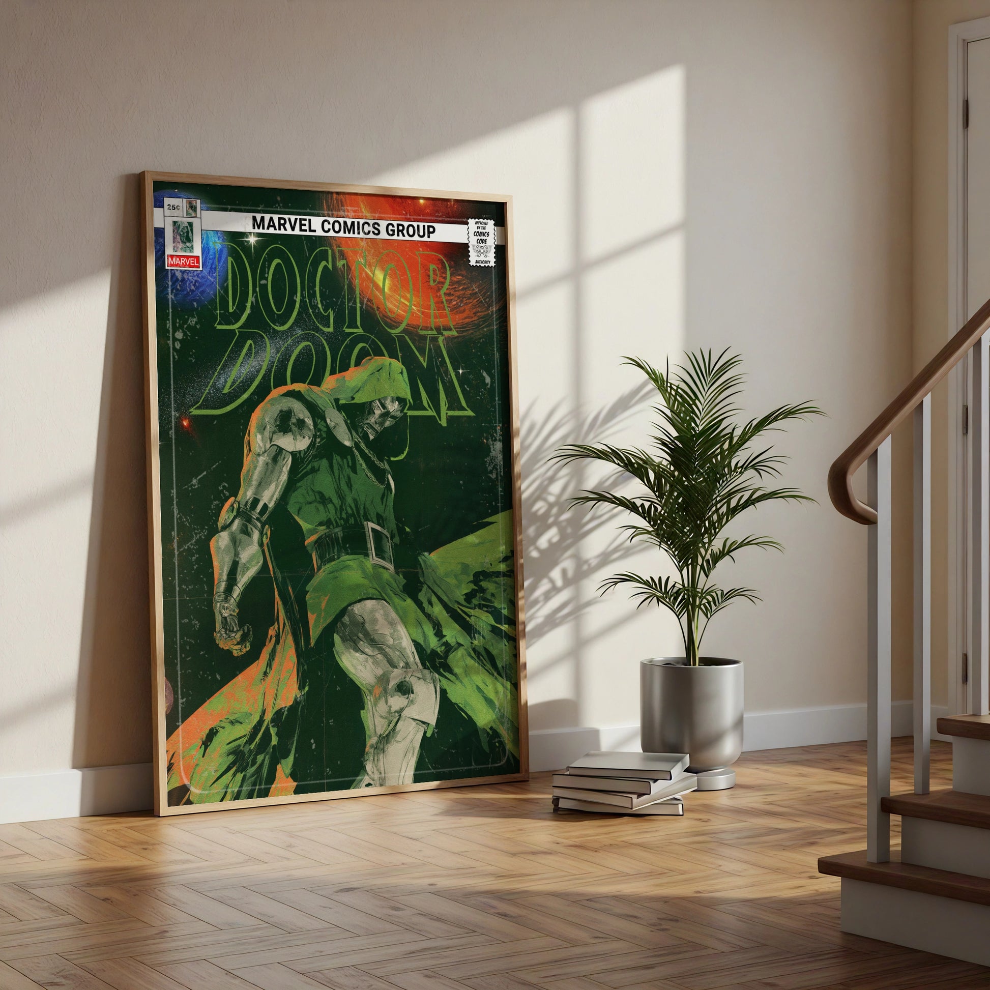 Doctor Doom Marvel Comics Poster, Villain Wall Art, Comic Book Cover Print, Green