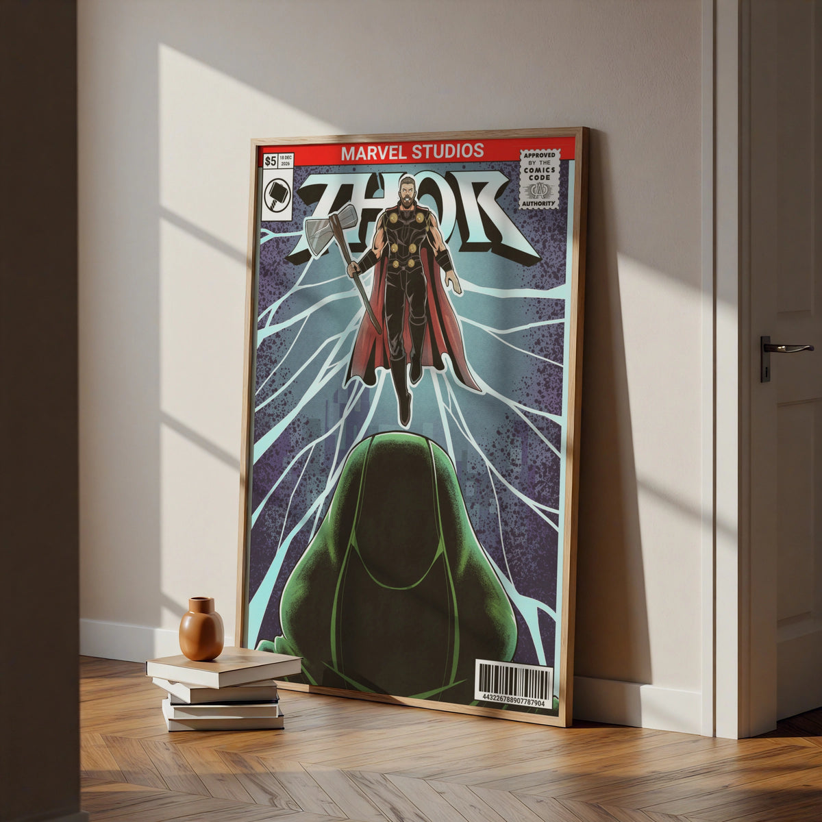 Thor Marvel Comic Book Style Poster, Superhero Wall Art, Gift for Him